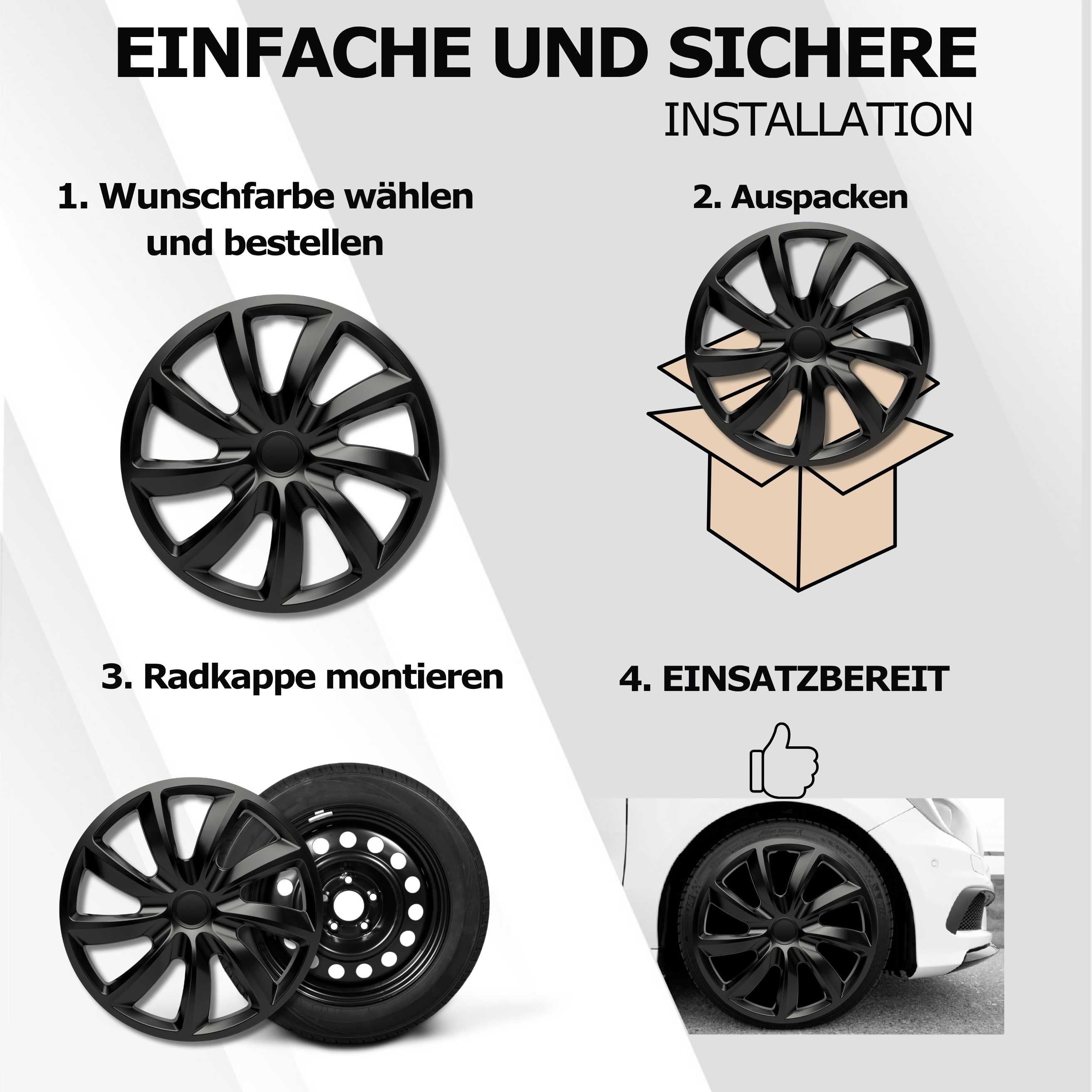 Aqua Radkappen – Fahrzeug mit montierten Radzierblenden