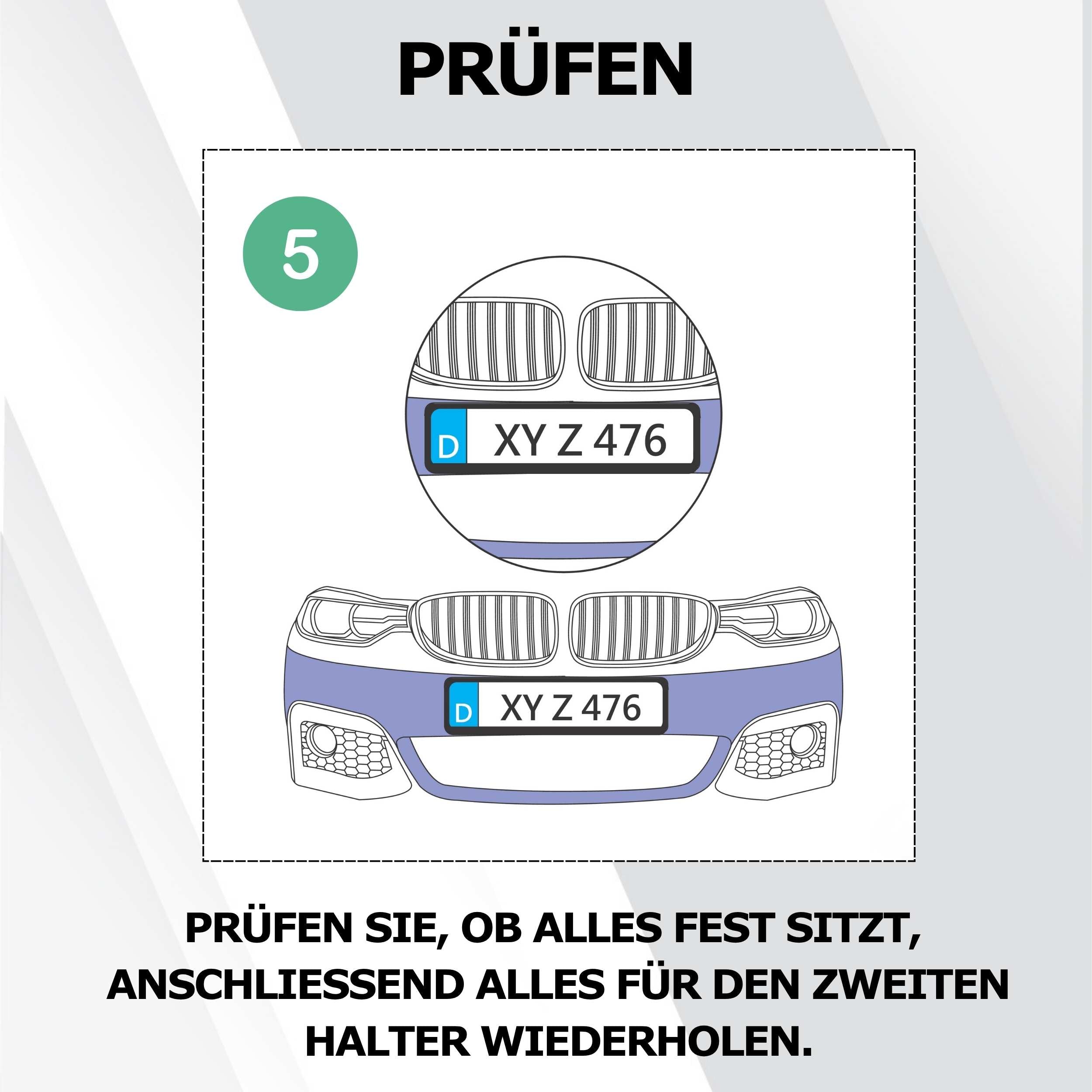Montageanleitung Schritt 5 - Kontrolle dass alles fest sitzt, anschließend Vorgang für zweiten Halter wiederholen