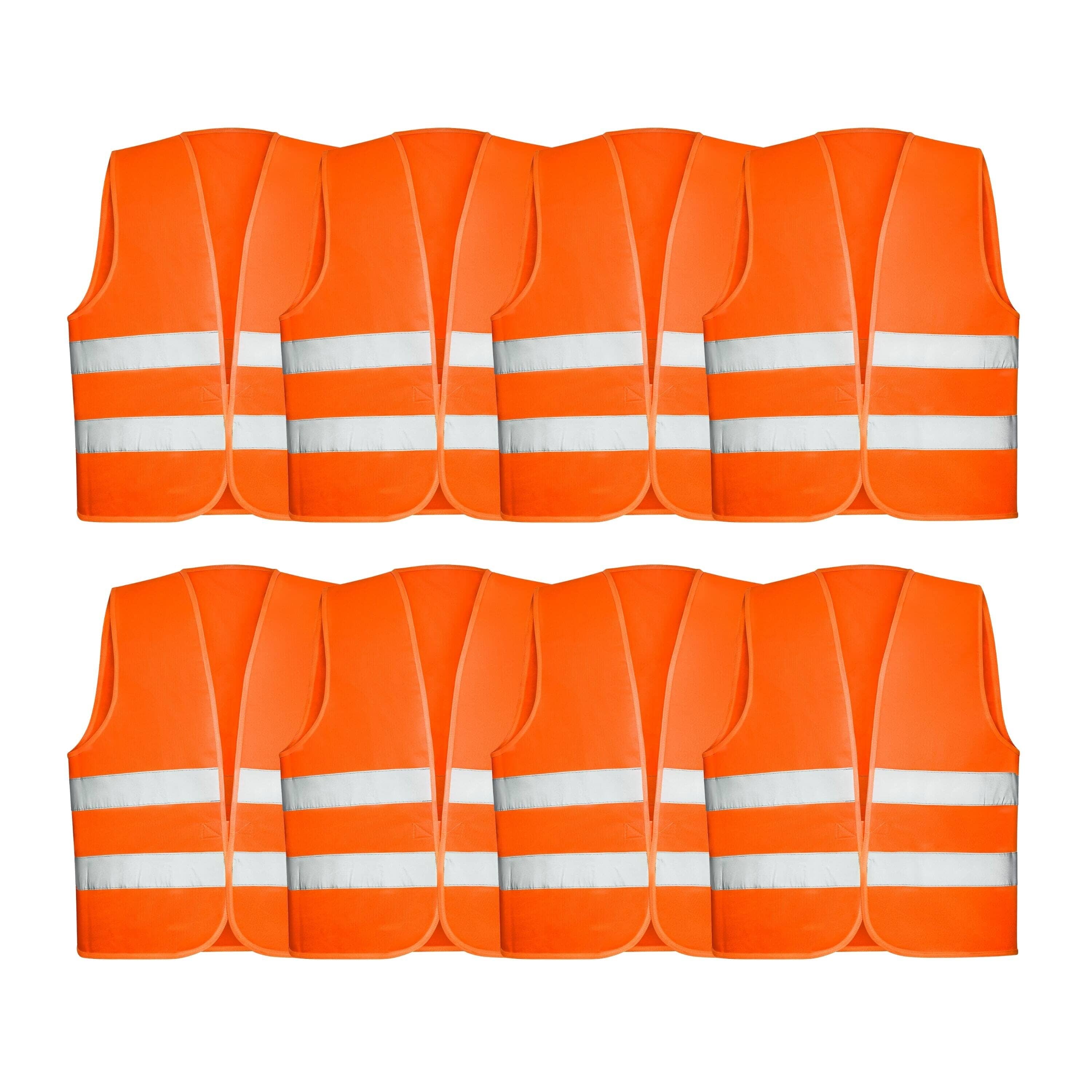 Warnwesten orange oder gelb EN ISO 20471 - PKW Pannenweste 2023 Unfallweste Sicherheitsweste reflektierend LKW, Motorrad, Baustellenfahrzeuge