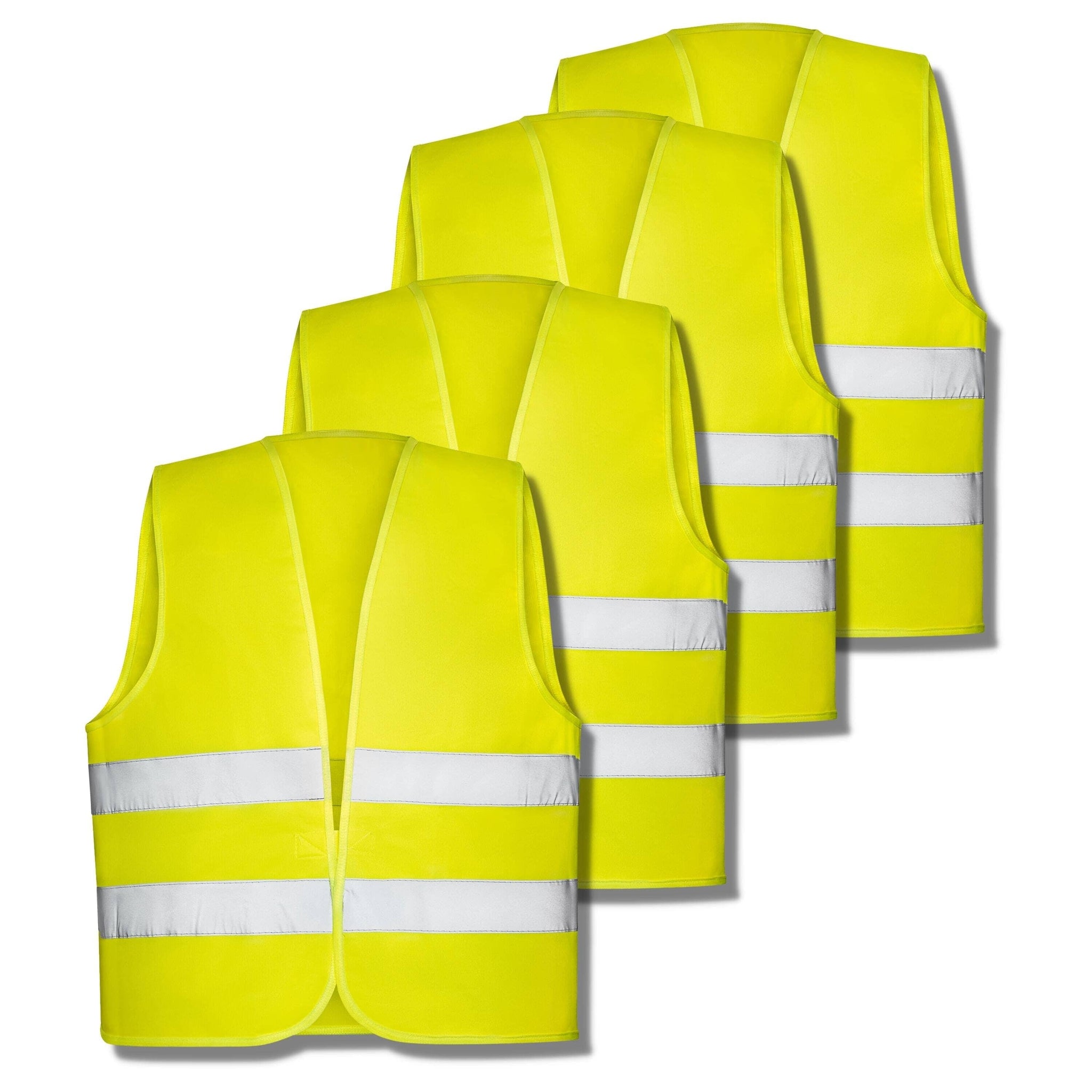 4 Stück reflektierende Sicherheitswesten, 360 Grad gelb