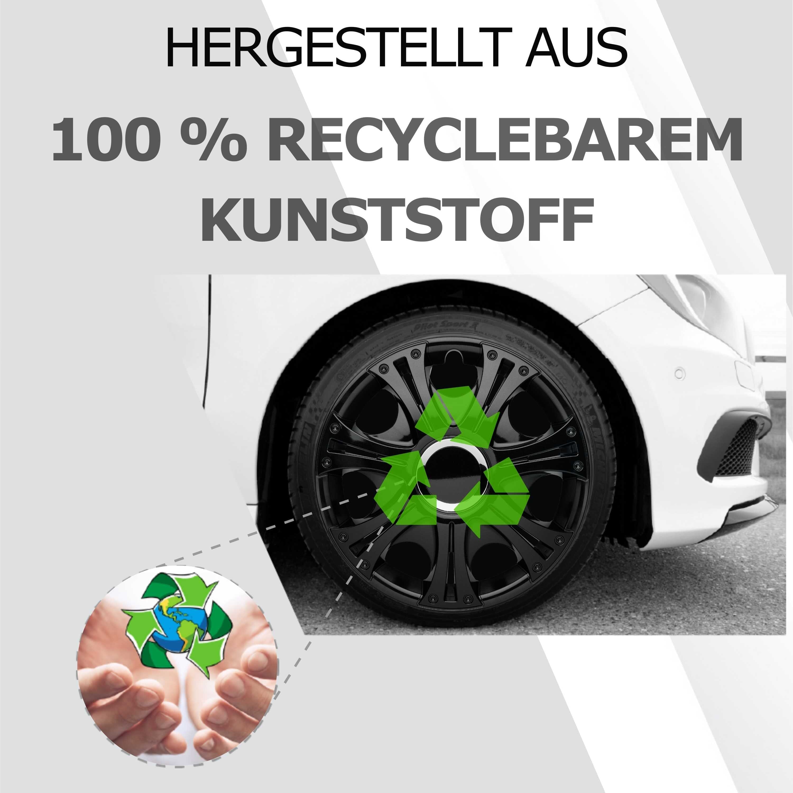 Radkappen schwarz - 4 Stück Grenada Radzierblenden für Stahlfelgen 13-16 Zoll