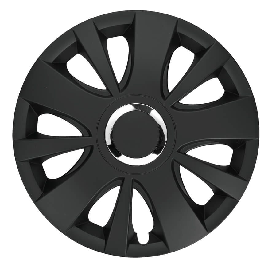 Radkappen schwarz - 4 Stück Hit Radzierblenden für Stahlfelgen 13-16 Zoll