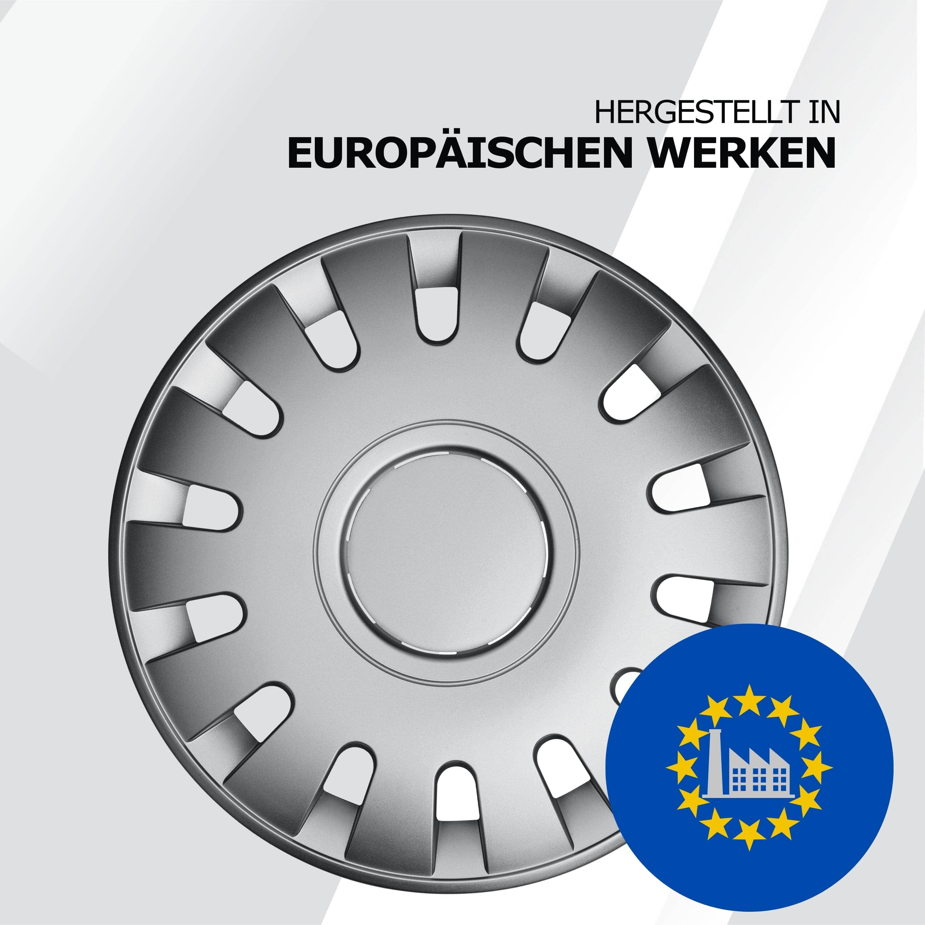 Radkappen silber - 4 Stück Capri Radzierblenden für Stahlfelgen 13-16 Zoll