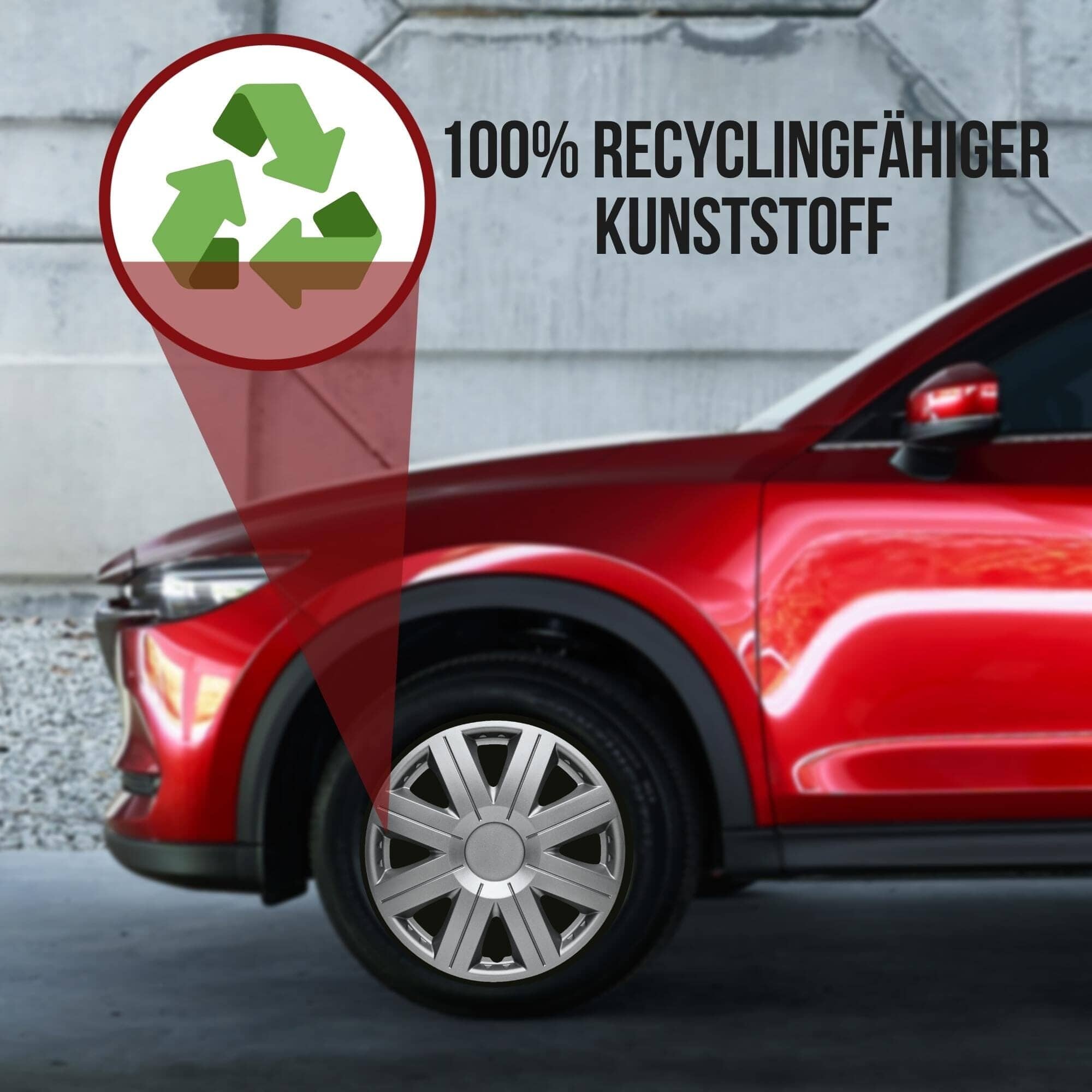 Radkappen silber - 4 Stück Cosmos Radzierblenden für Stahlfelgen 13-16 Zoll