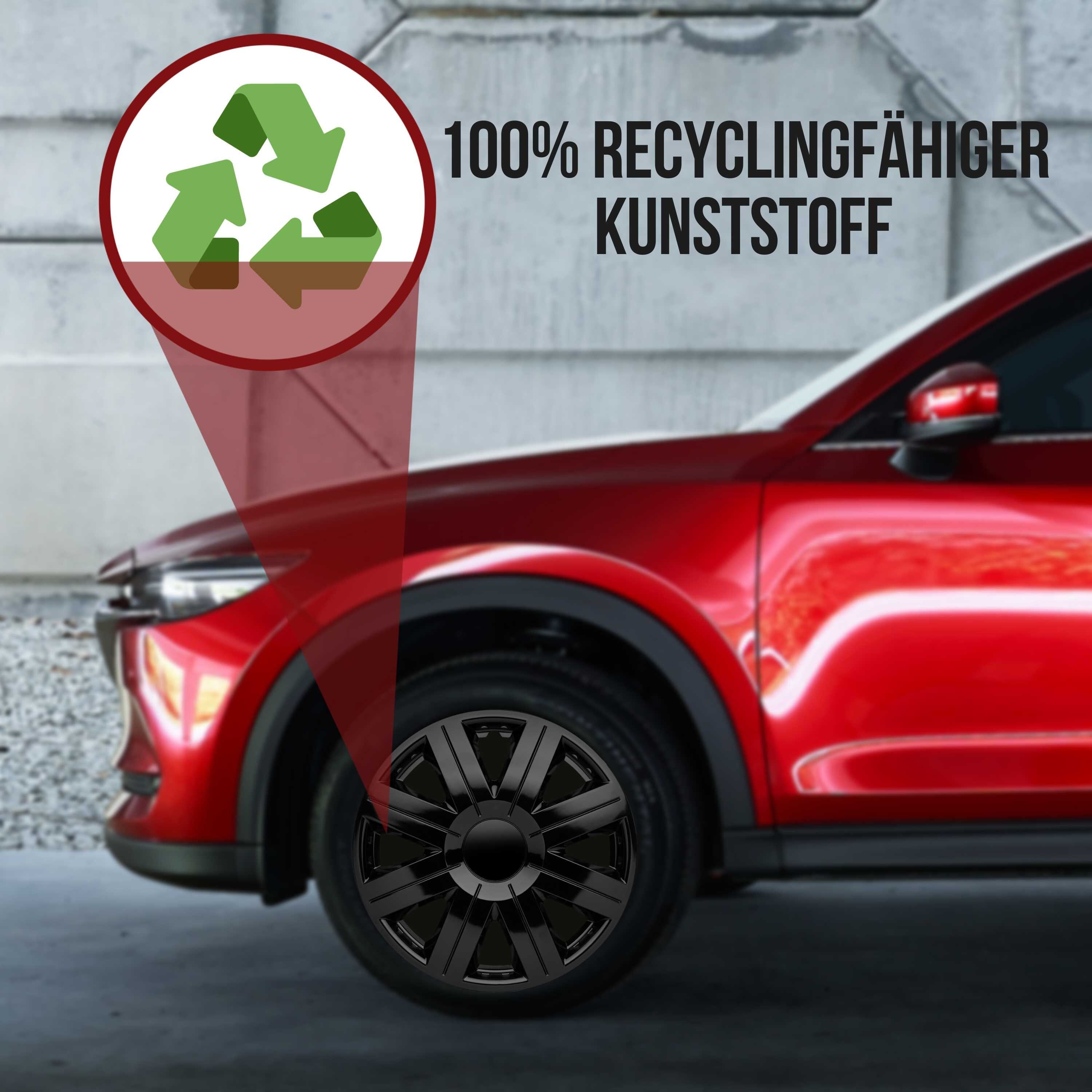 Radkappen silber - 4 Stück Cosmos Radzierblenden für Stahlfelgen 13-16 Zoll