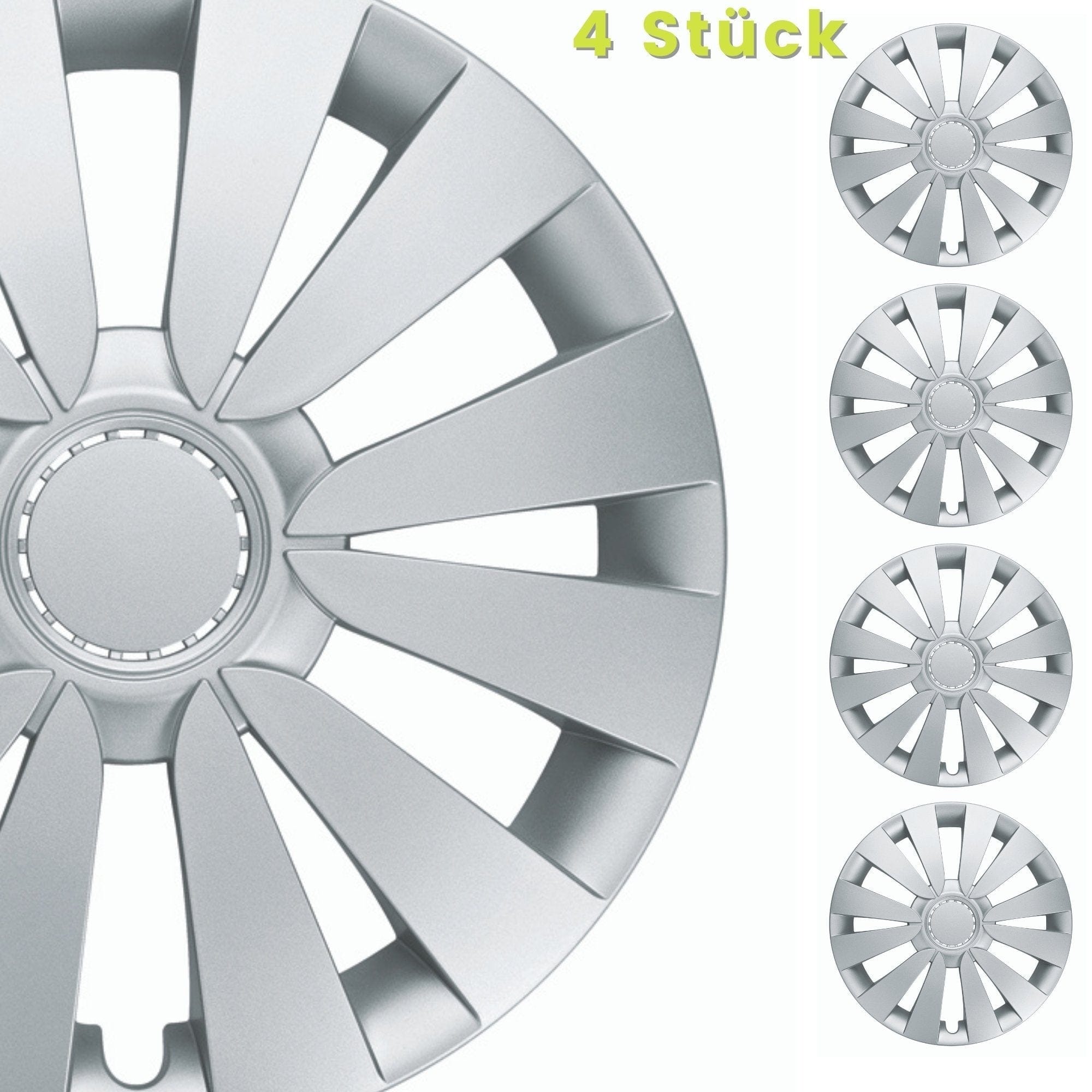 Radkappen silber - 4 Stück Sky Radzierblenden für Stahlfelgen 14-16 Zoll