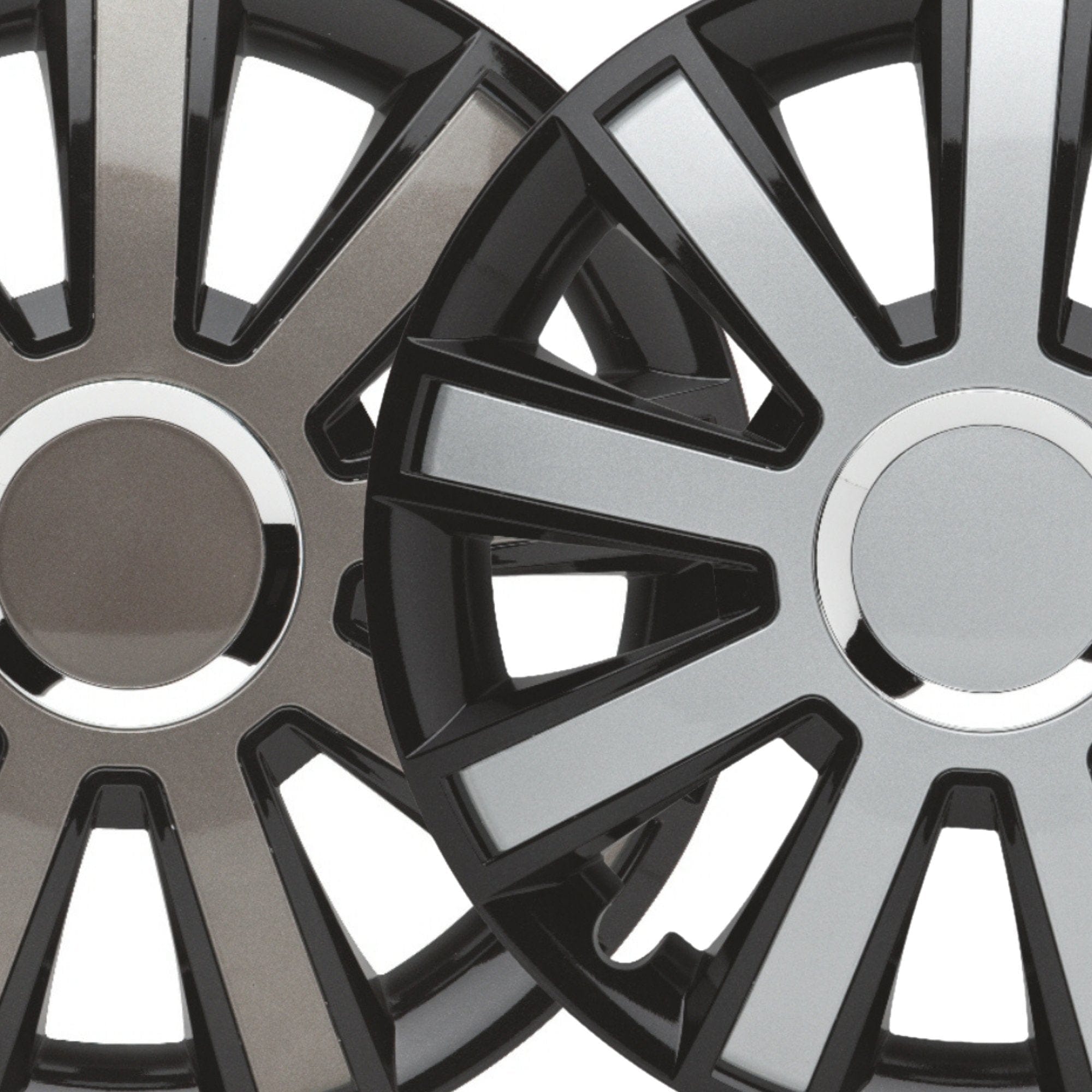 Radkappen silber-grau-schwarz Flash - 4 Stück Radzierblenden für Stahlfelgen 14-16 Zoll