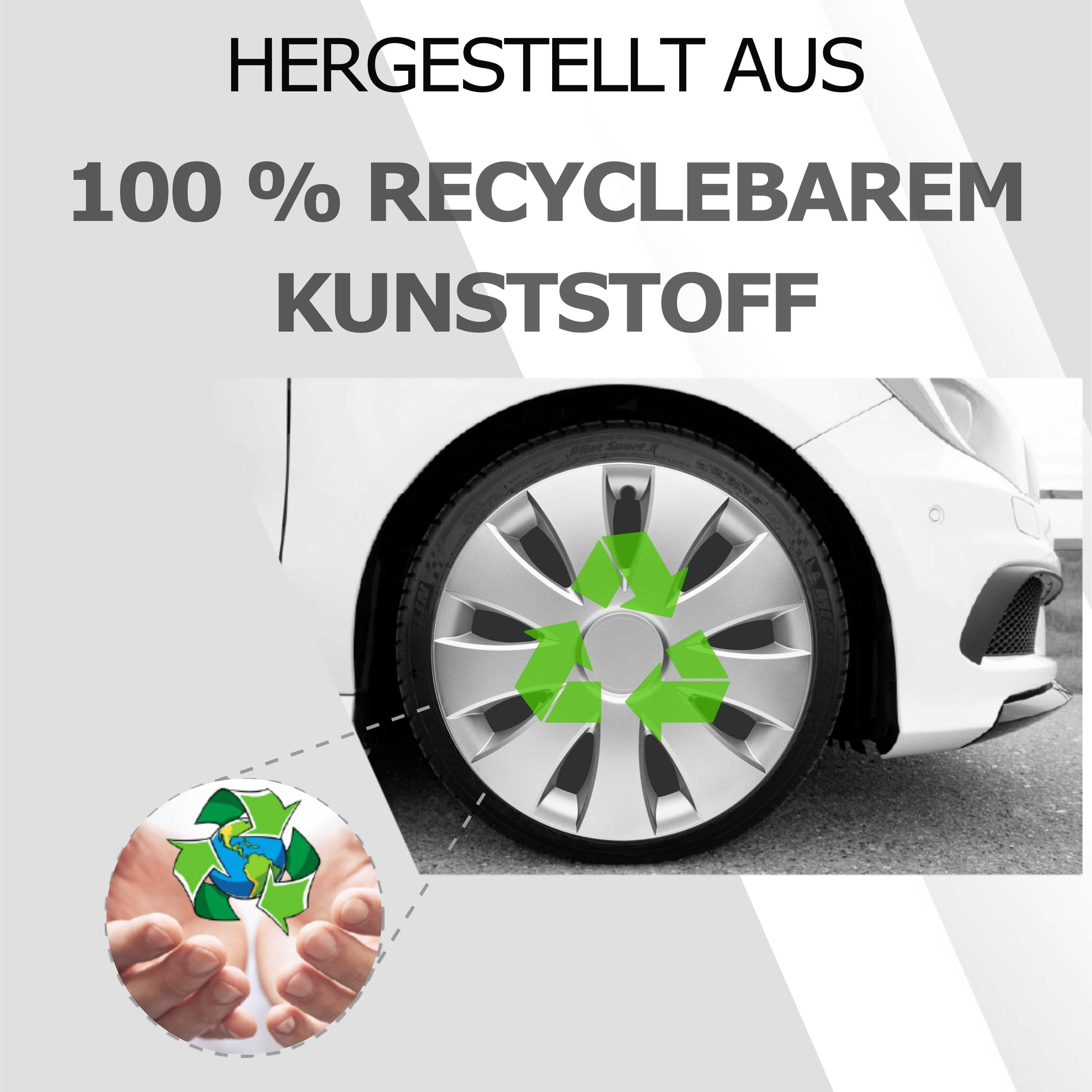 Radkappen silber oder schwarz - 4 Stück Aura Radzierblenden für Stahlfelgen 13-16 Zoll