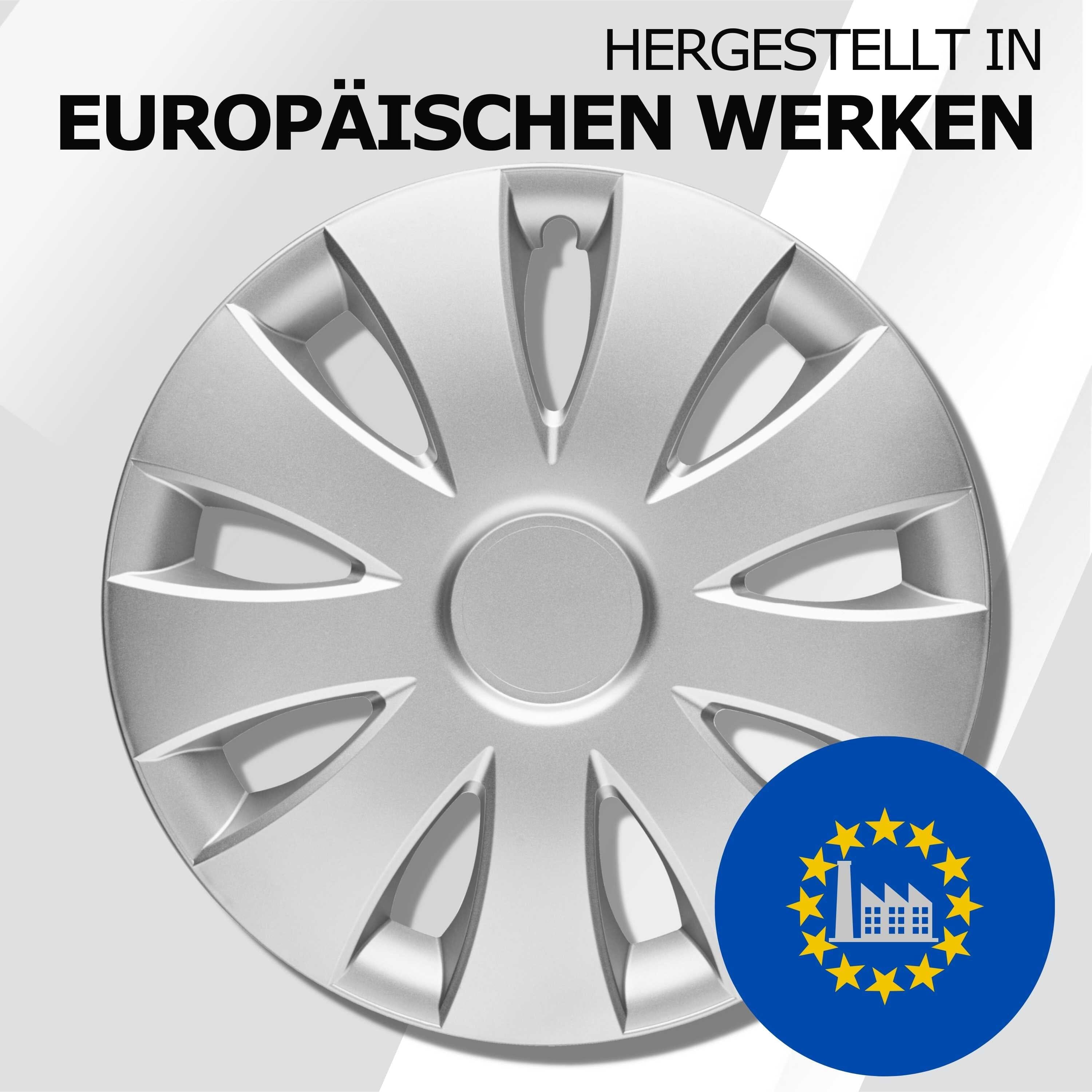 Radkappen silber oder schwarz - 4 Stück Aura Radzierblenden für Stahlfelgen 13-16 Zoll