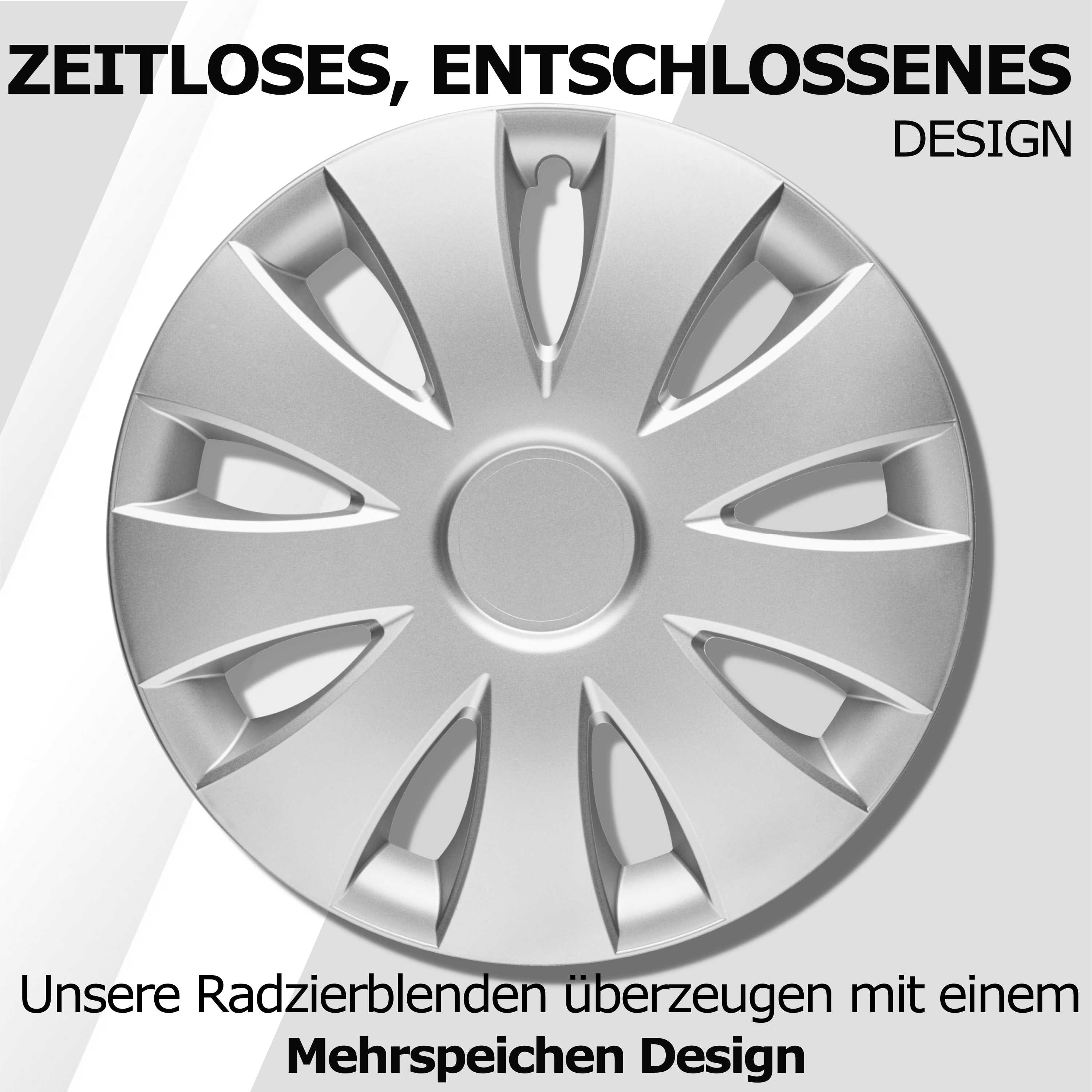 Radkappen silber oder schwarz - 4 Stück Aura Radzierblenden für Stahlfelgen 13-16 Zoll