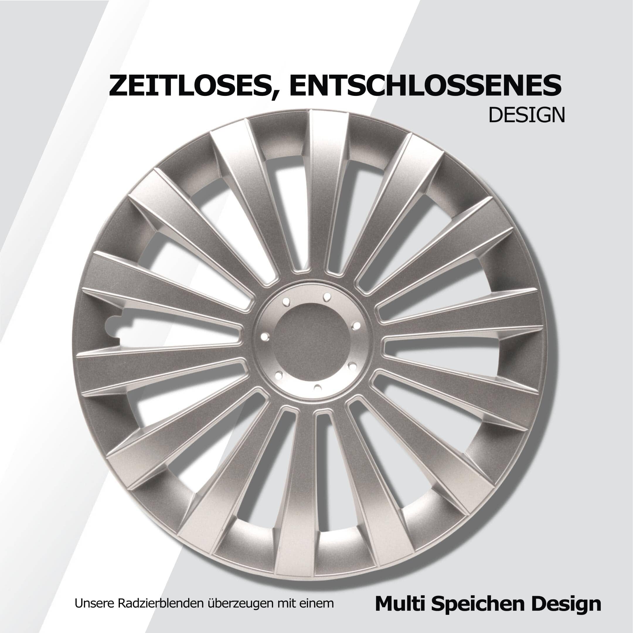 Radkappen silber oder schwarz - 4 Stück Meridian Radzierblenden für Stahlfelgen 13-16 Zoll