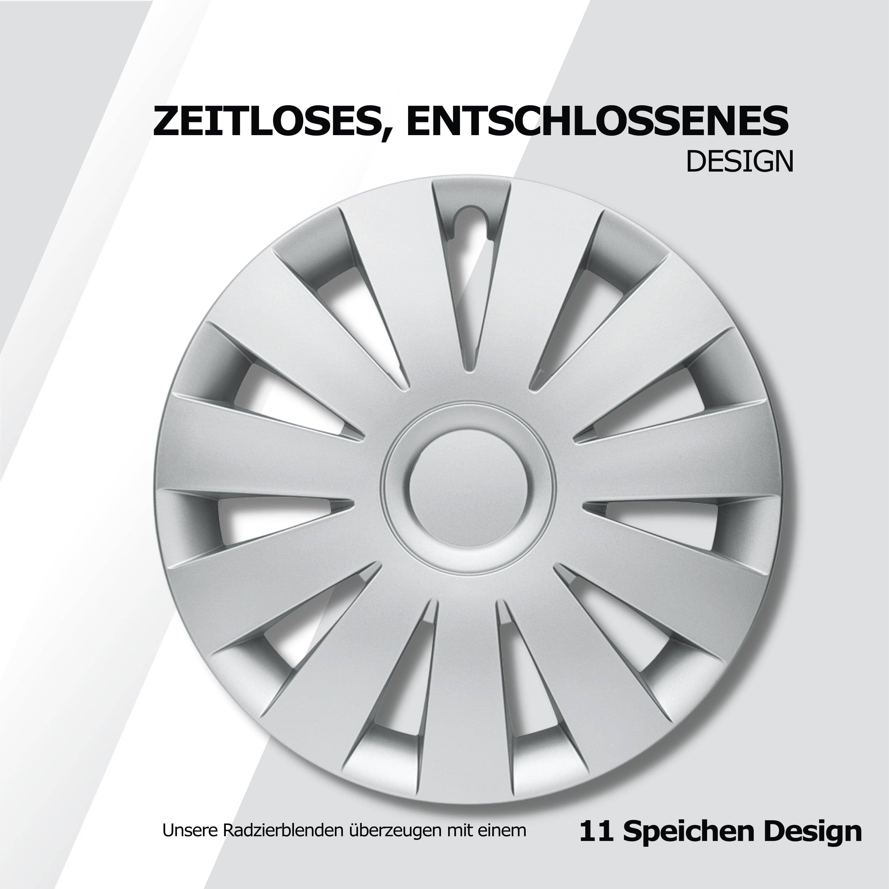 Radkappen silber oder schwarz - 4 Stück Strike Radzierblenden für Stahlfelgen 13-16 Zoll
