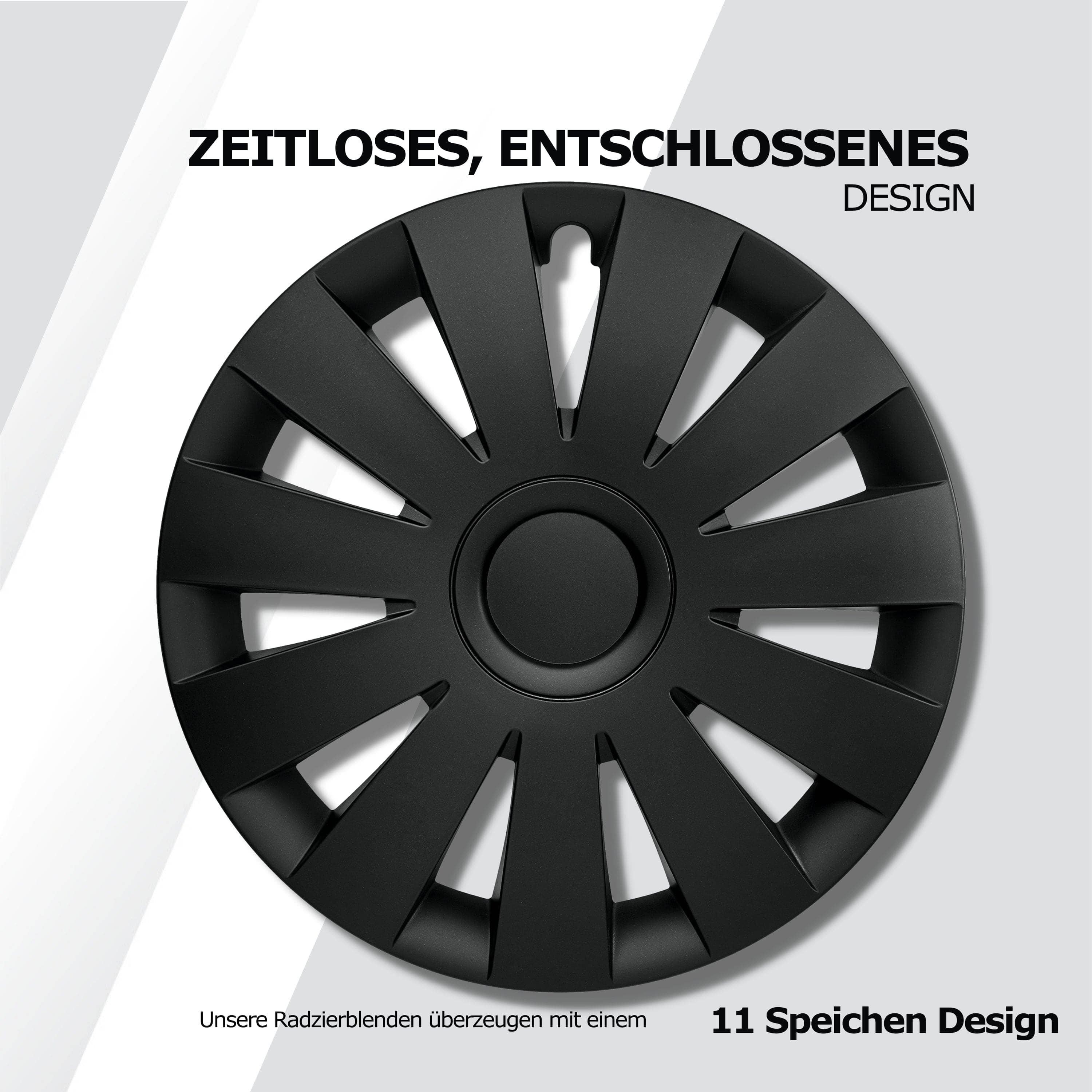 Radkappen silber oder schwarz - 4 Stück Strike Radzierblenden für Stahlfelgen 13-16 Zoll