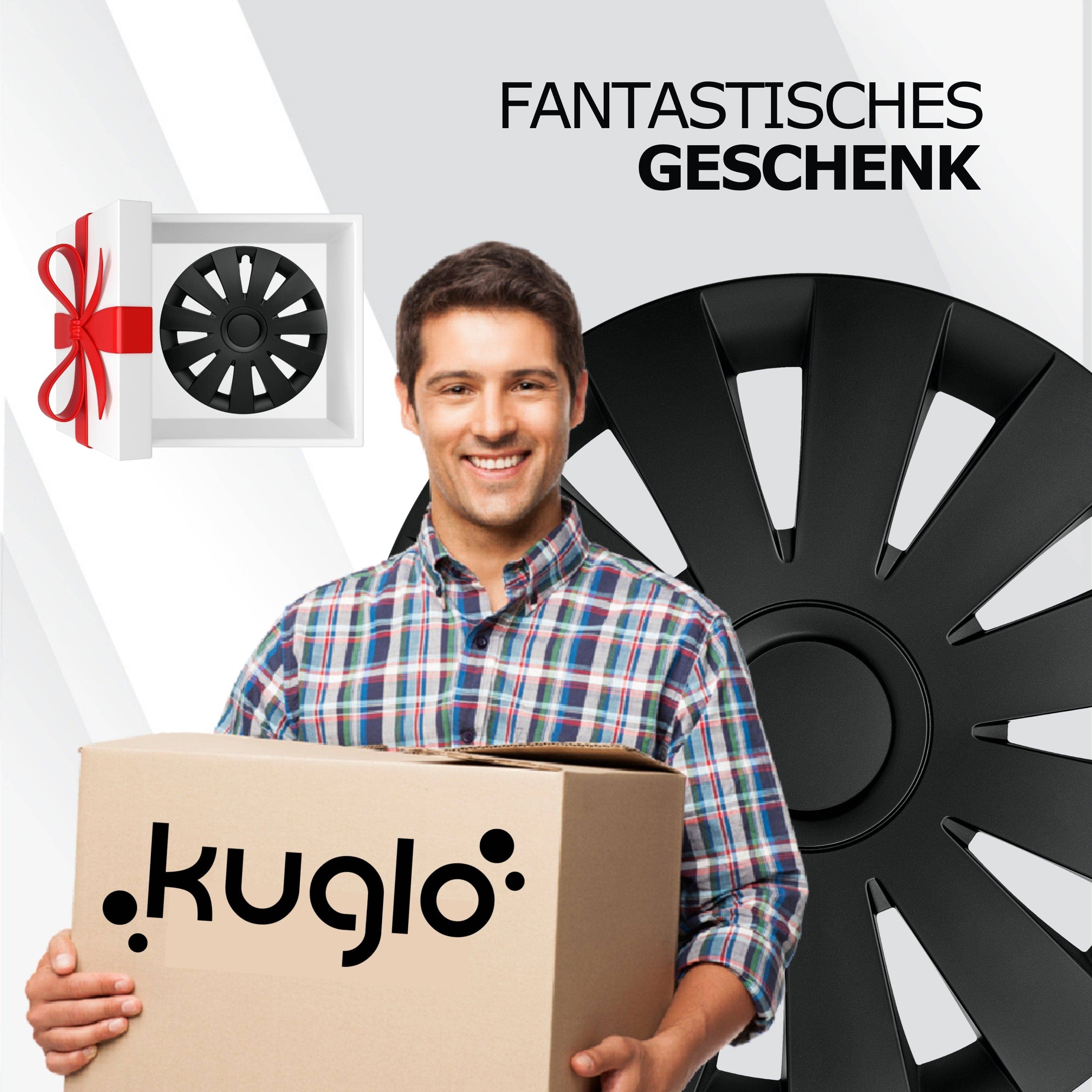 Radkappen silber oder schwarz - 4 Stück Strike Radzierblenden für Stahlfelgen 13-16 Zoll