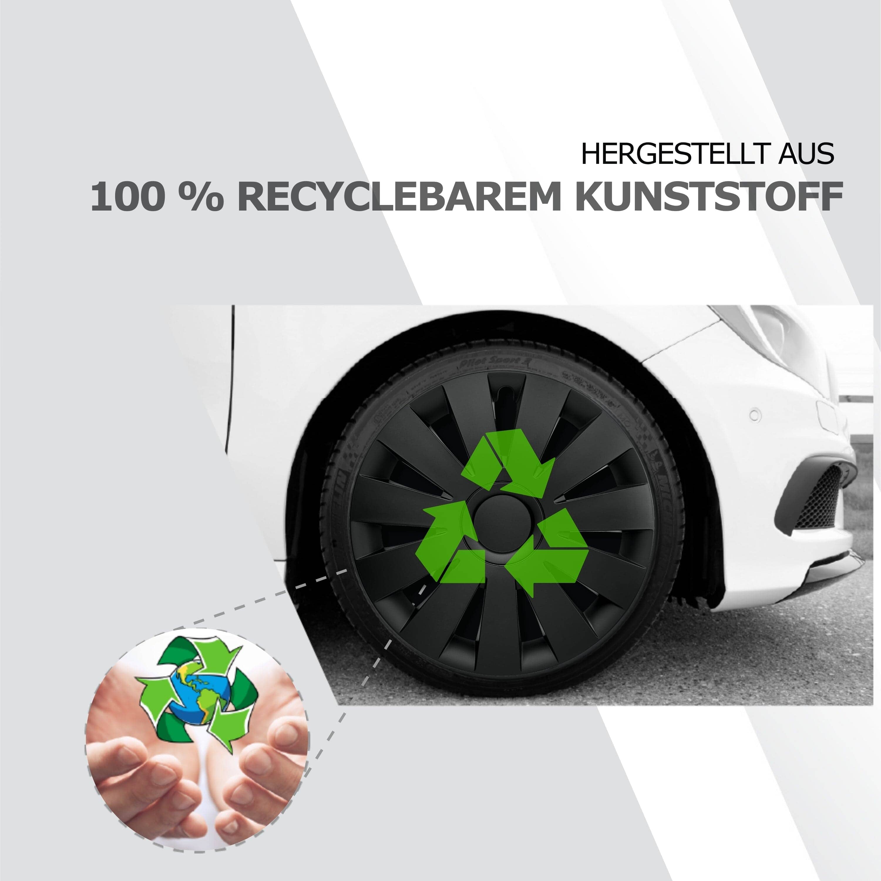 Radkappen silber oder schwarz - 4 Stück Strike Radzierblenden für Stahlfelgen 13-16 Zoll