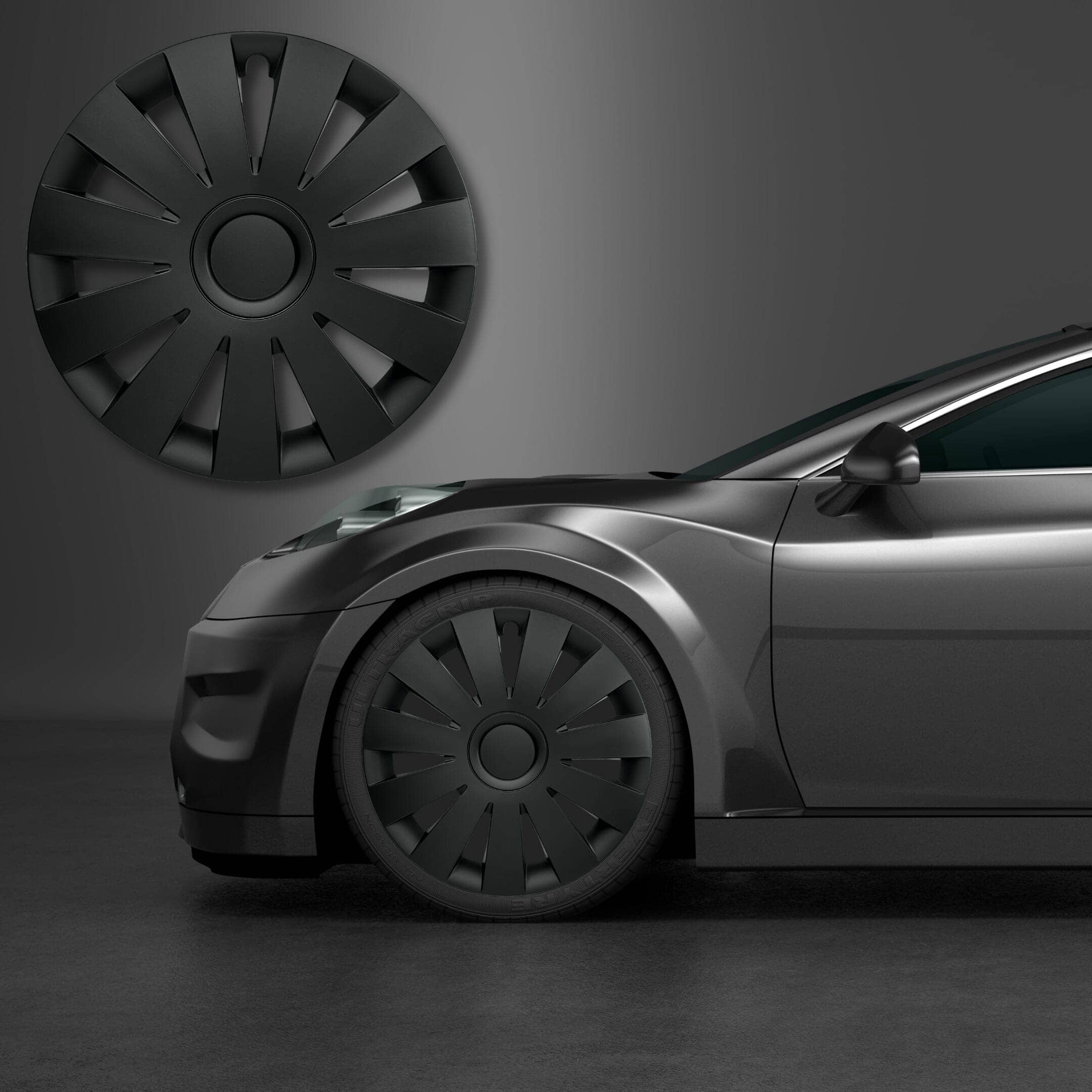 Radkappen silber oder schwarz - 4 Stück Strike Radzierblenden für Stahlfelgen 13-16 Zoll