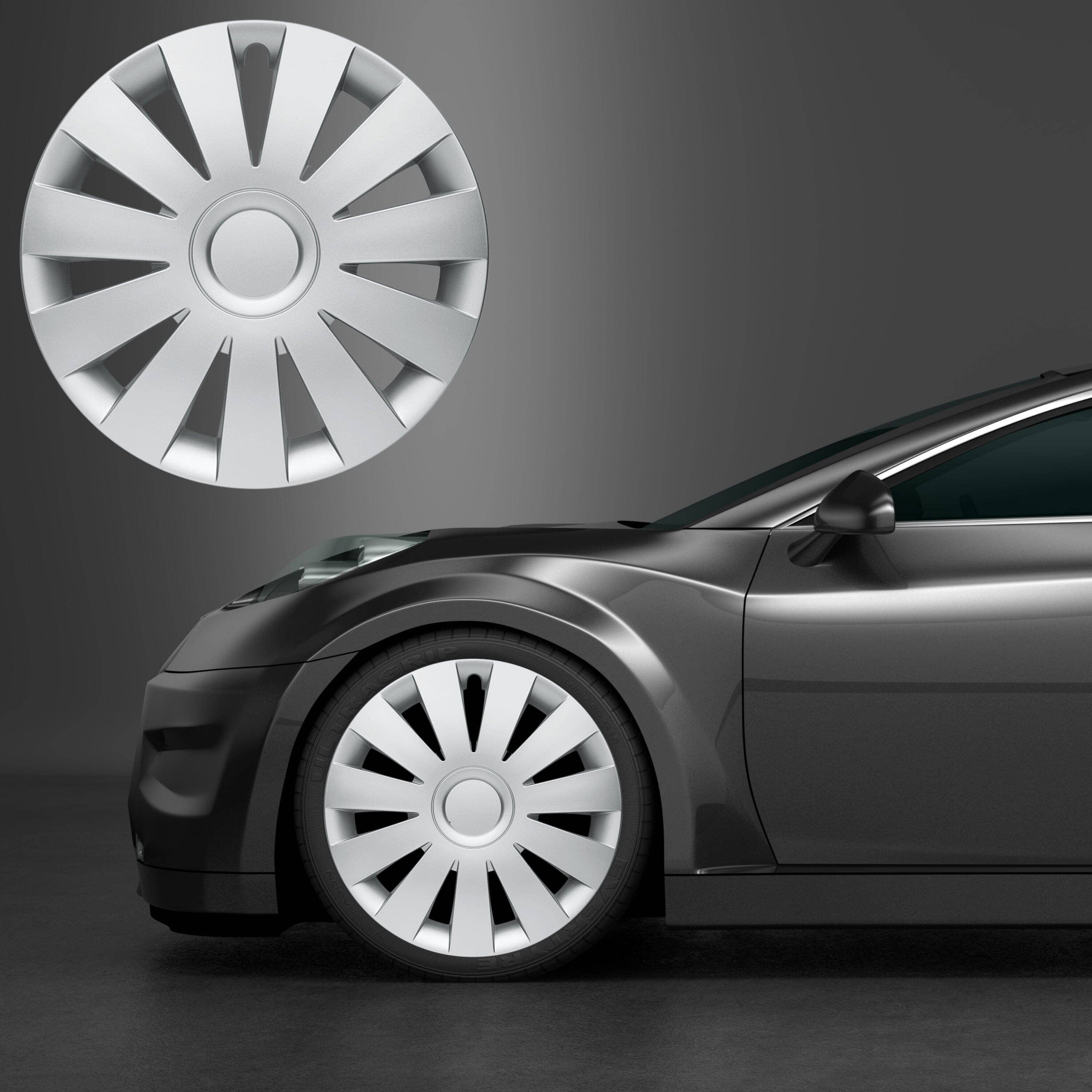 Radkappen silber oder schwarz - 4 Stück Strike Radzierblenden für Stahlfelgen 13-16 Zoll