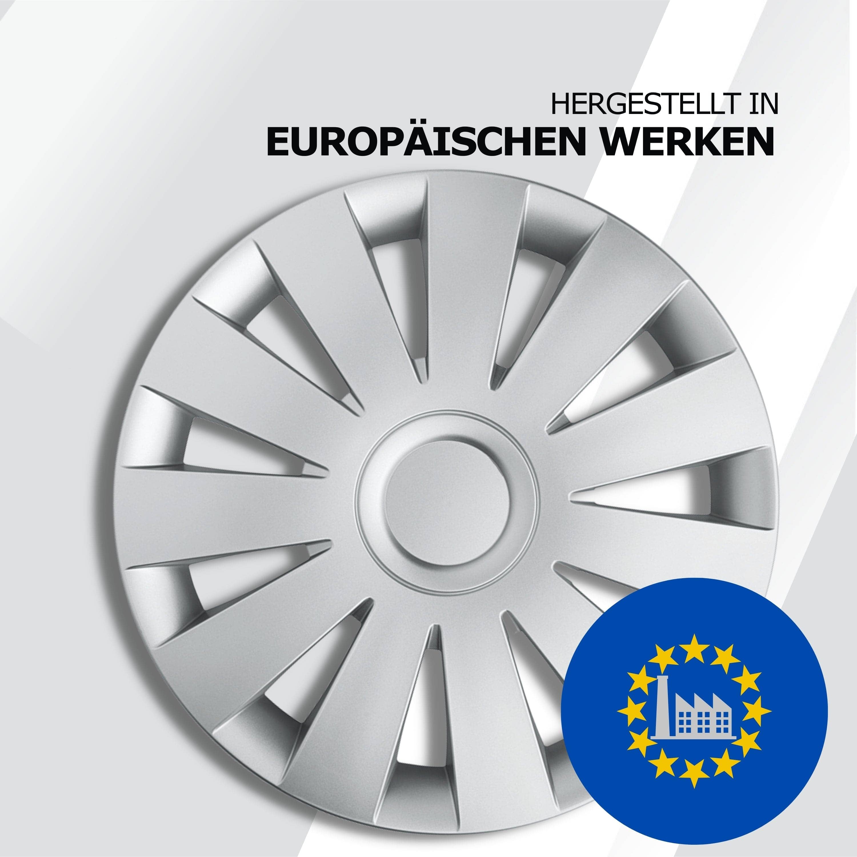 Radkappen silber oder schwarz - 4 Stück Strike Radzierblenden für Stahlfelgen 13-16 Zoll