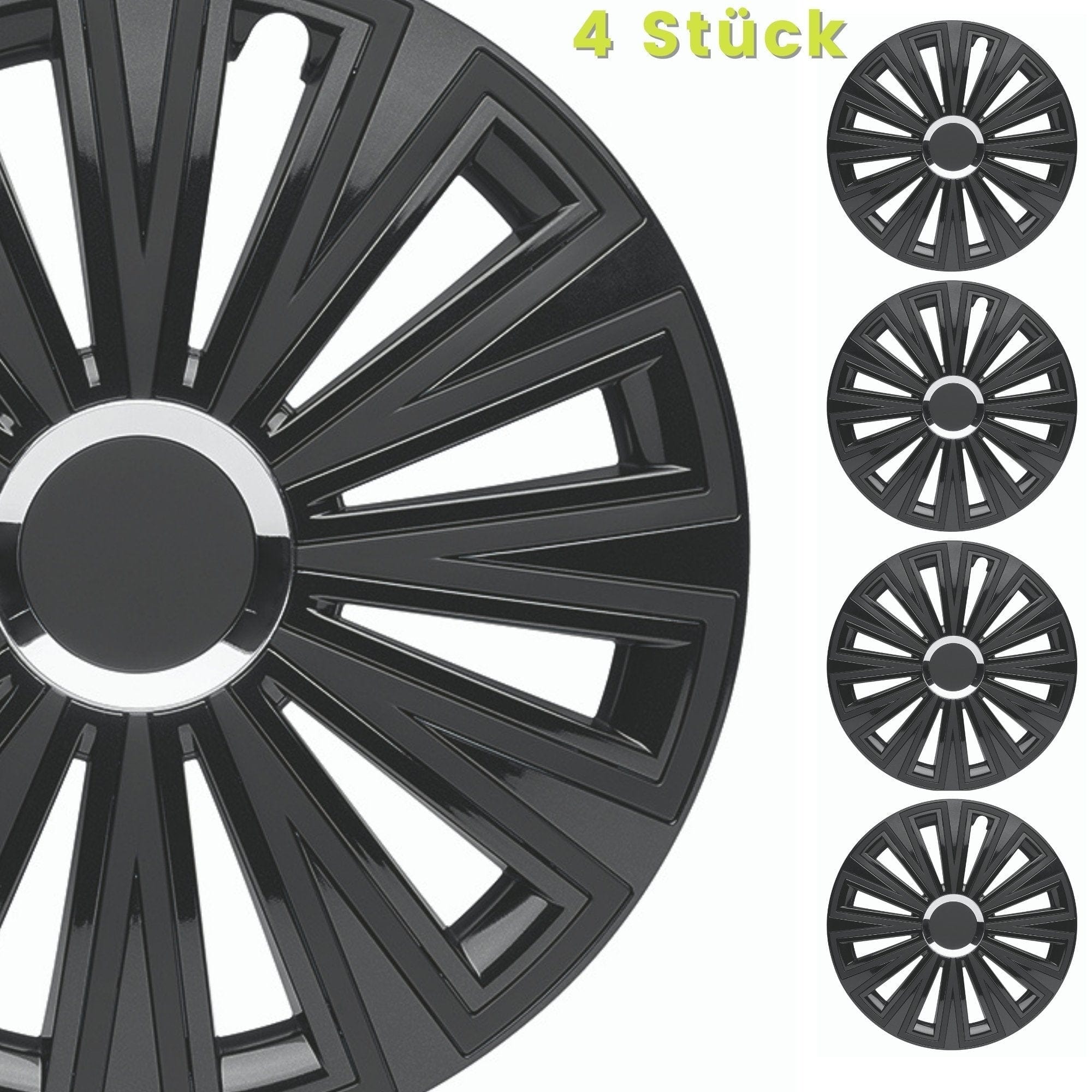 Radkappen silber oder schwarz - 4 Stück Sunset Radzierblenden für Stahlfelgen 13-16 Zoll