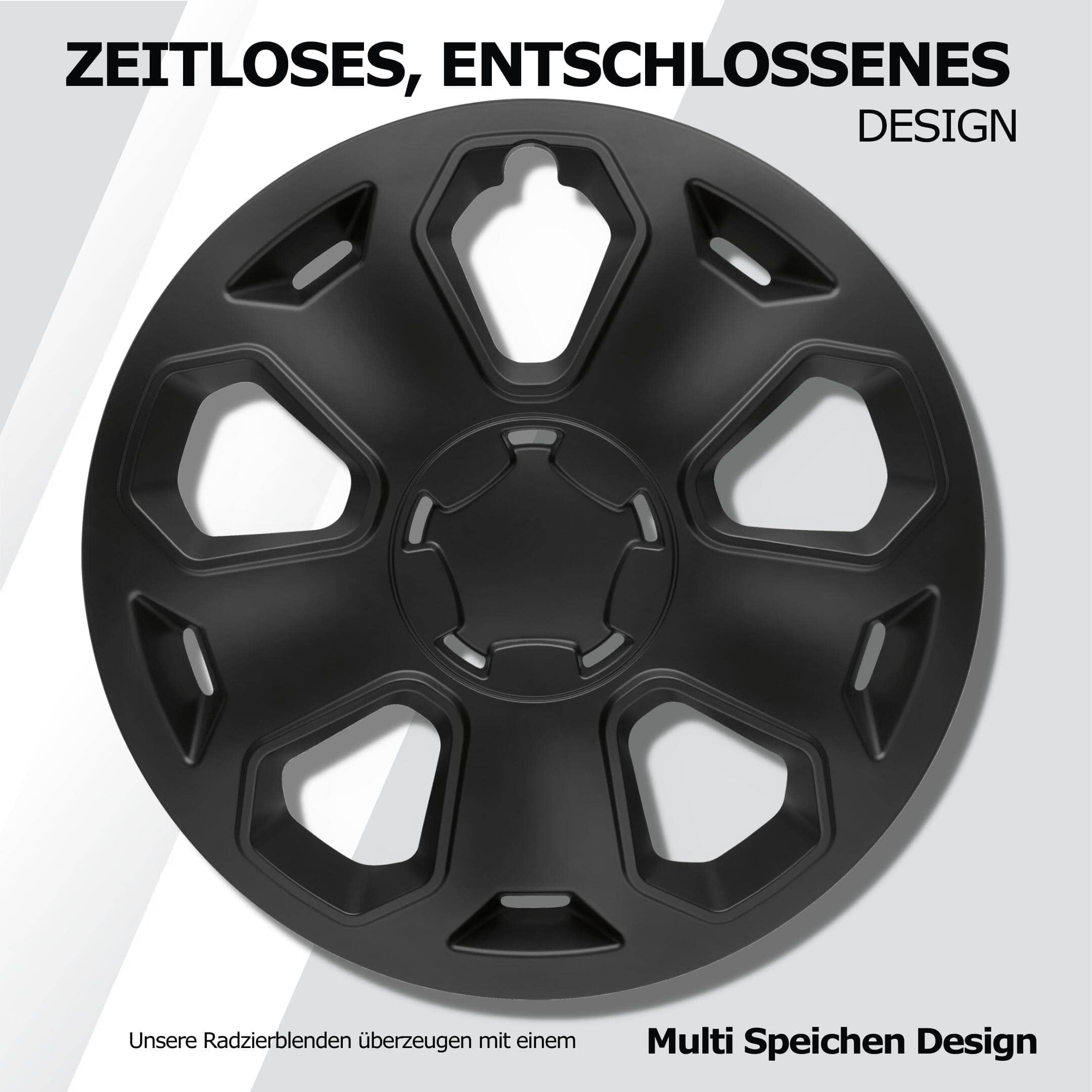 Radkappen silber oder schwarz - 4 Stück Topas Radzierblenden für Stahlfelgen 13-16 Zoll