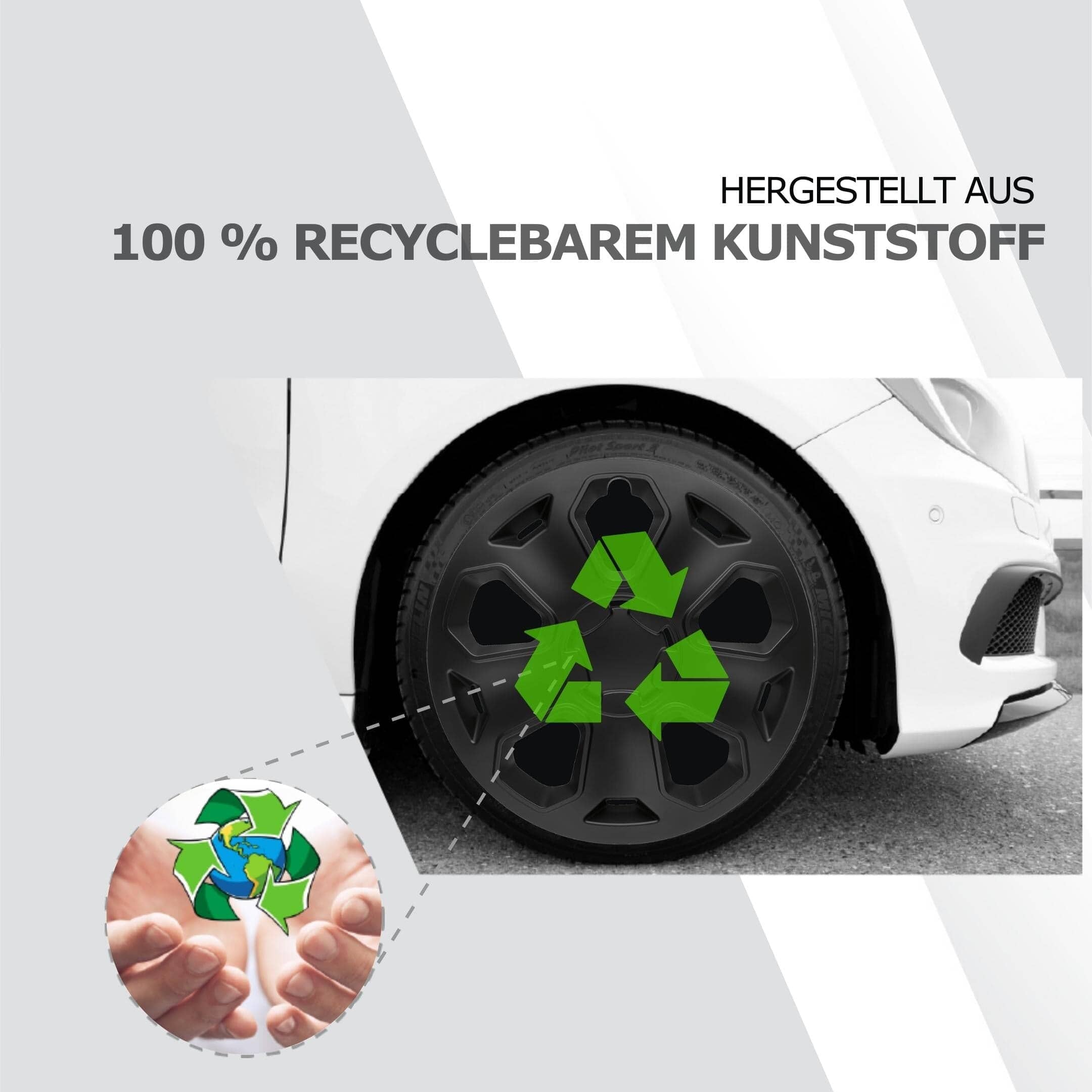 Radkappen silber oder schwarz - 4 Stück Topas Radzierblenden für Stahlfelgen 13-16 Zoll