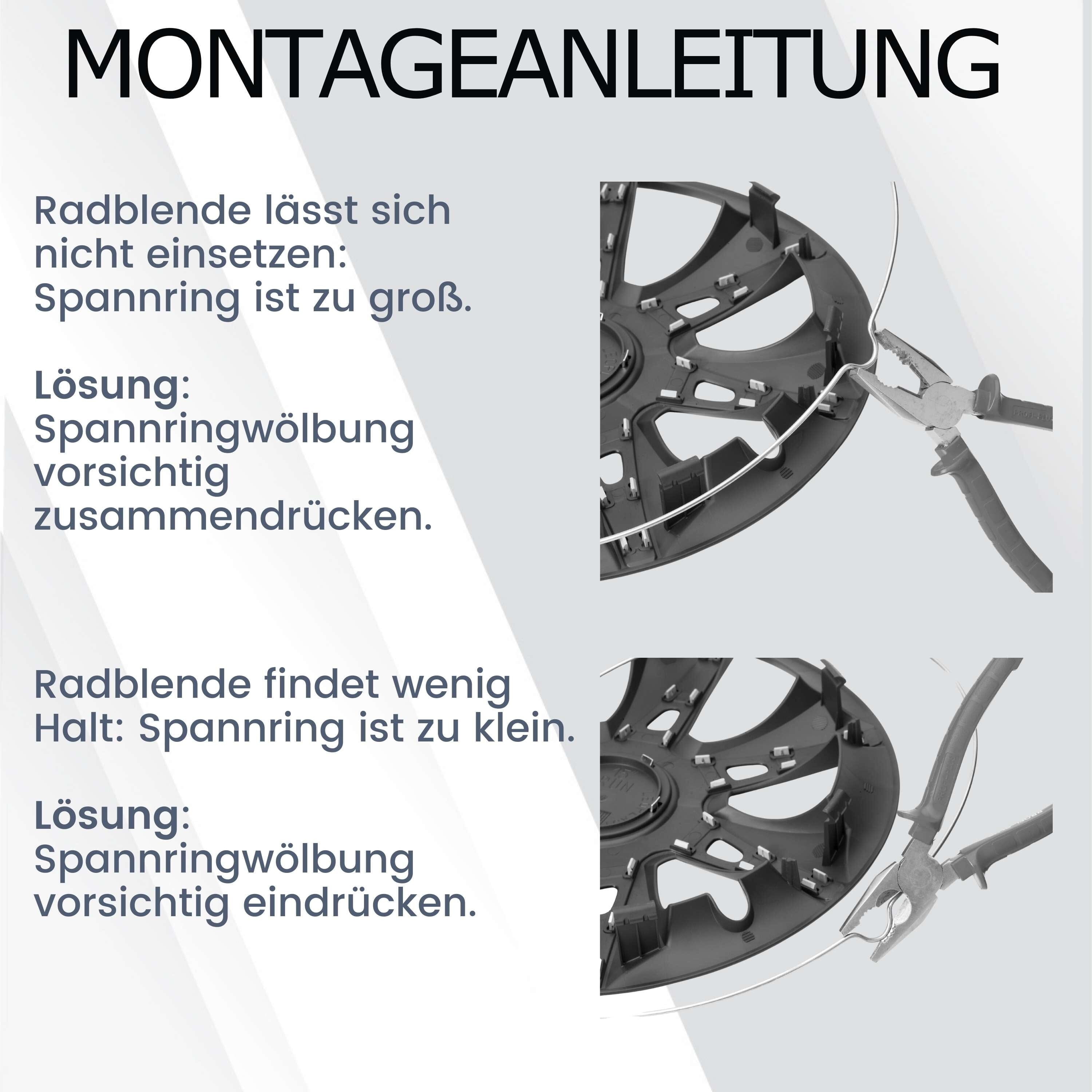 Radkappen silber oder schwarz Empire - 4 Stück Radzierblenden für Stahlfelgen 14-17 Zoll