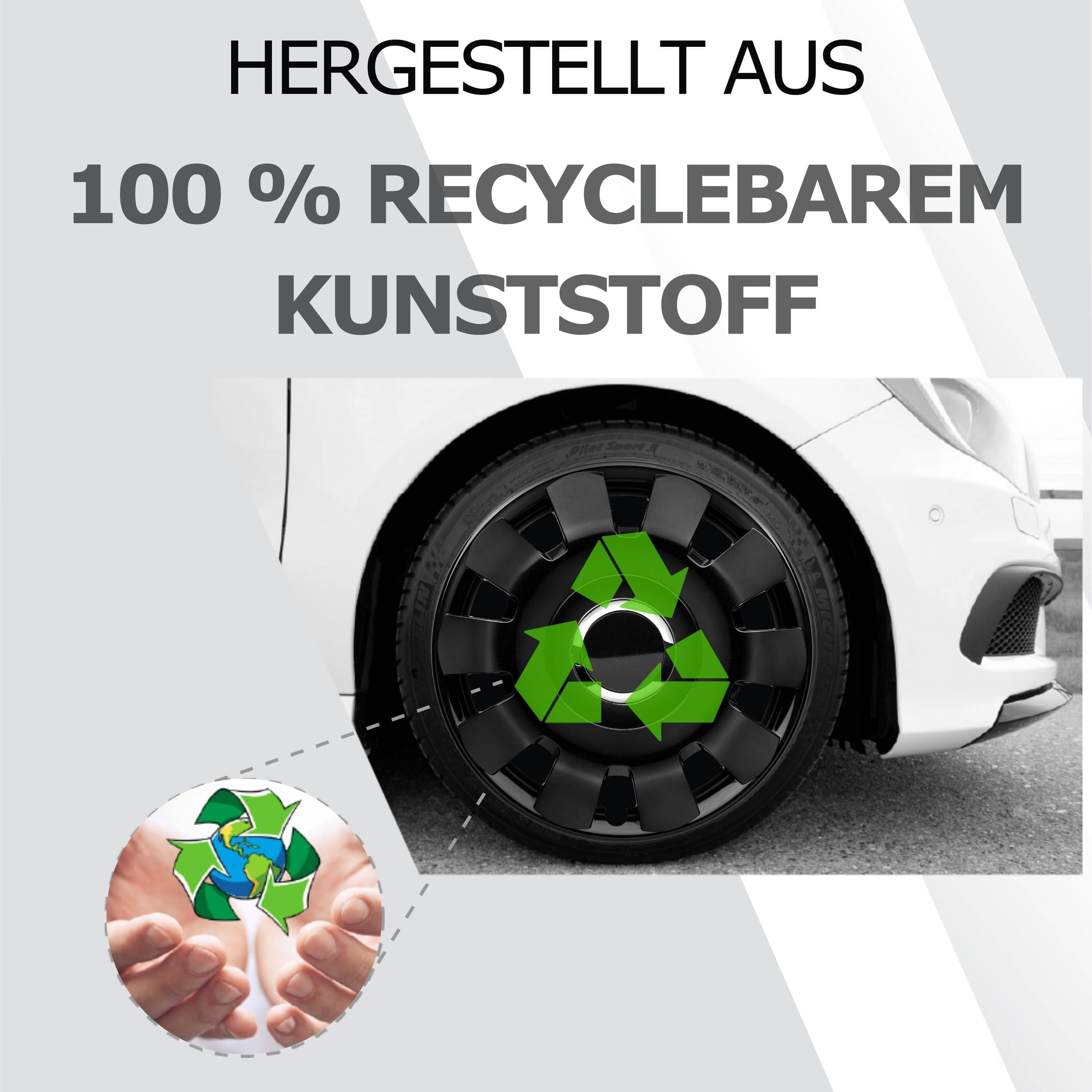 Radkappen silber oder schwarz Malibu - 4 Stück Radzierblenden für Stahlfelgen 13-16 Zoll