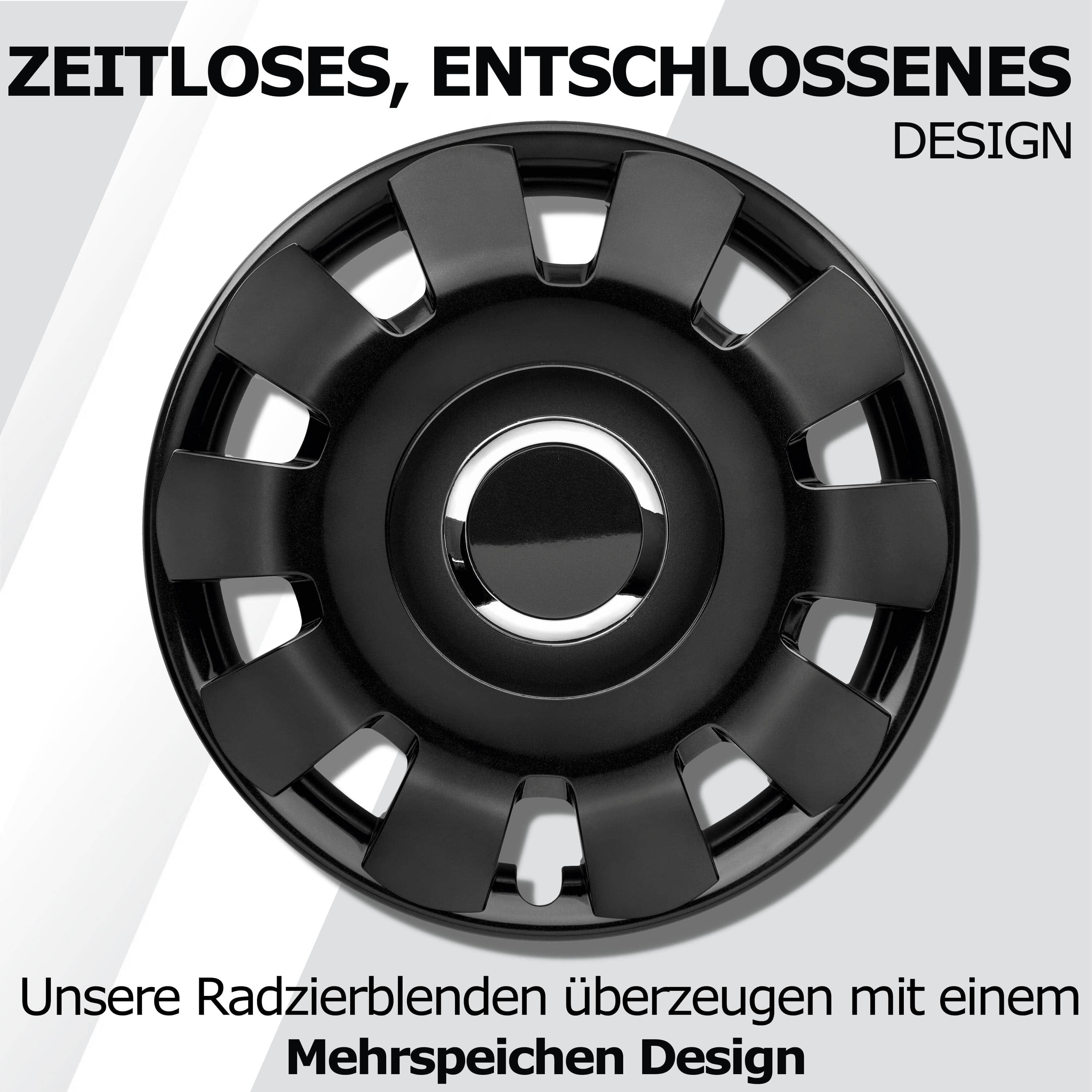 Radkappen silber oder schwarz Malibu - 4 Stück Radzierblenden für Stahlfelgen 13-16 Zoll