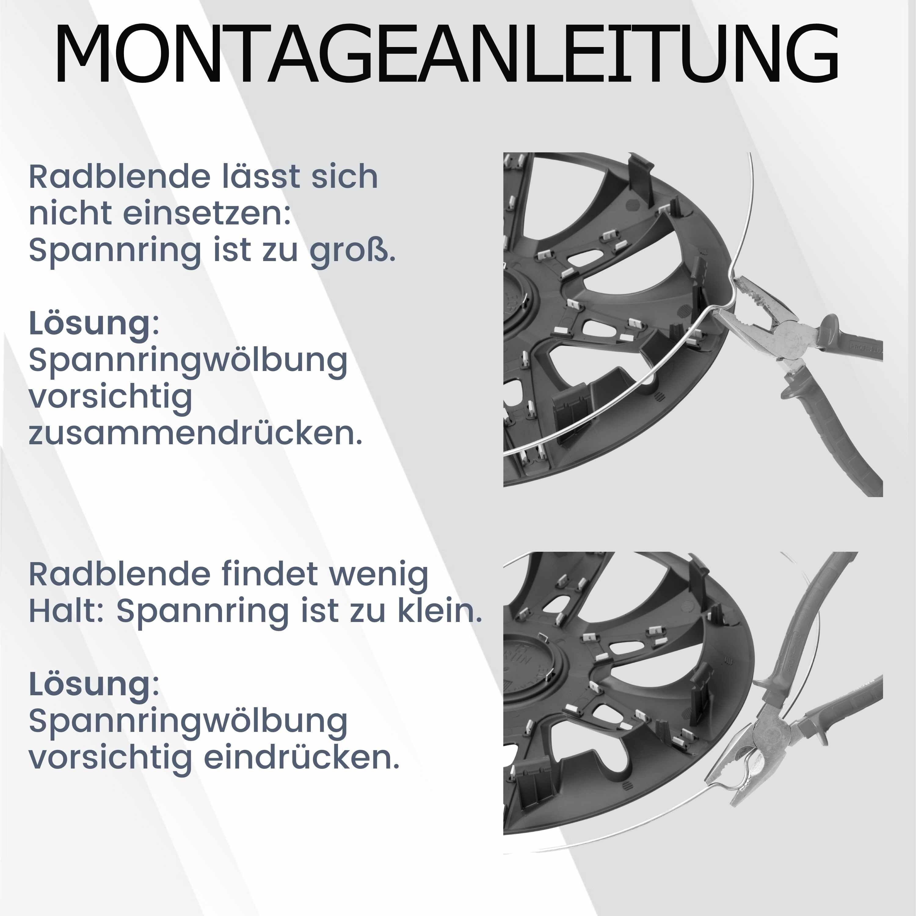 Radkappen silber-schwarz - 4 Stück Glory Radzierblenden für Stahlfelgen 13-16 Zoll