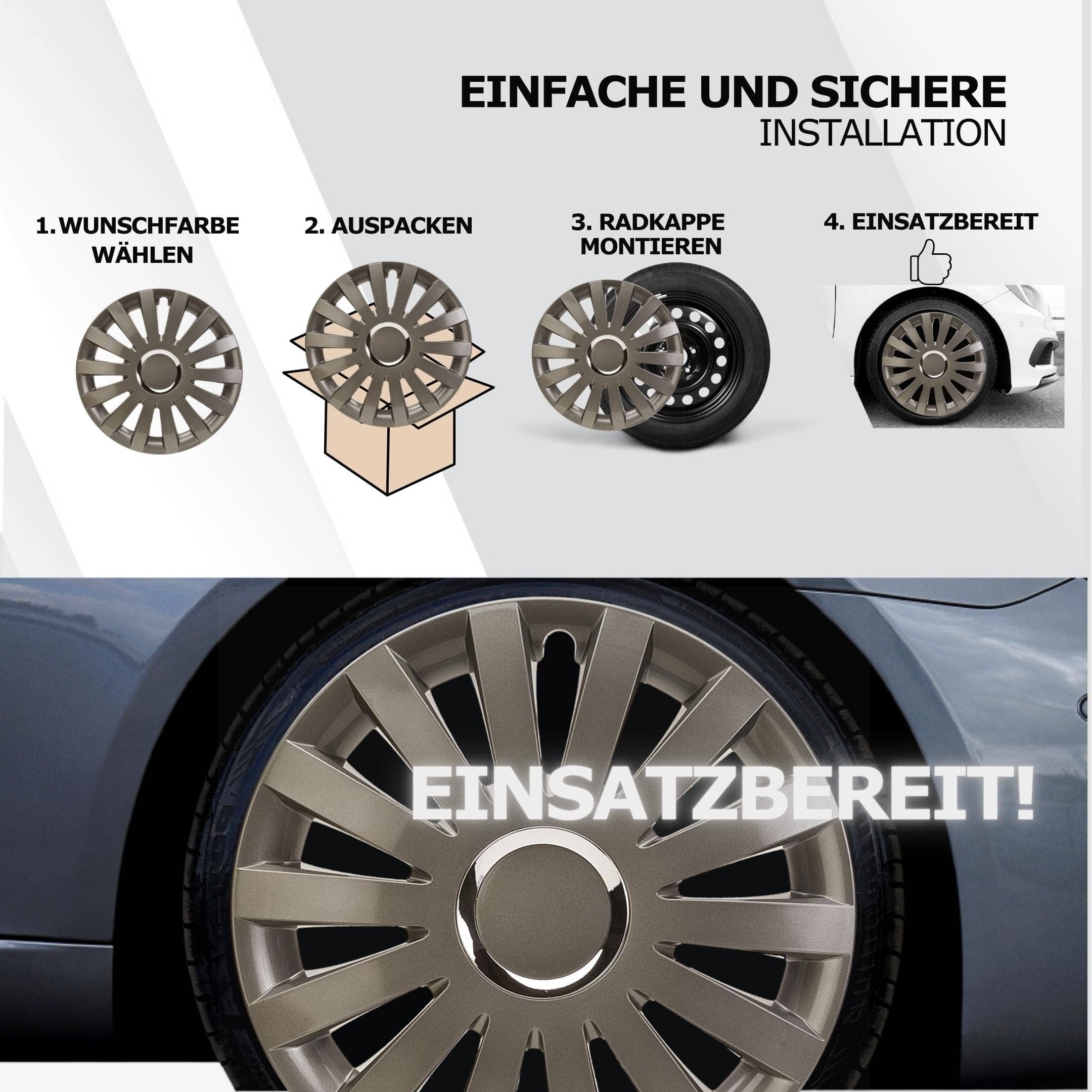 Radkappen silber-schwarz-grau-weiss - 4 Stück Sail Radzierblenden für Stahlfelgen 13-16 Zoll Fahrzeuge & Teile KuGlo Auto-Räder-Freizeitzubehör GmbH 13 Zoll Silber