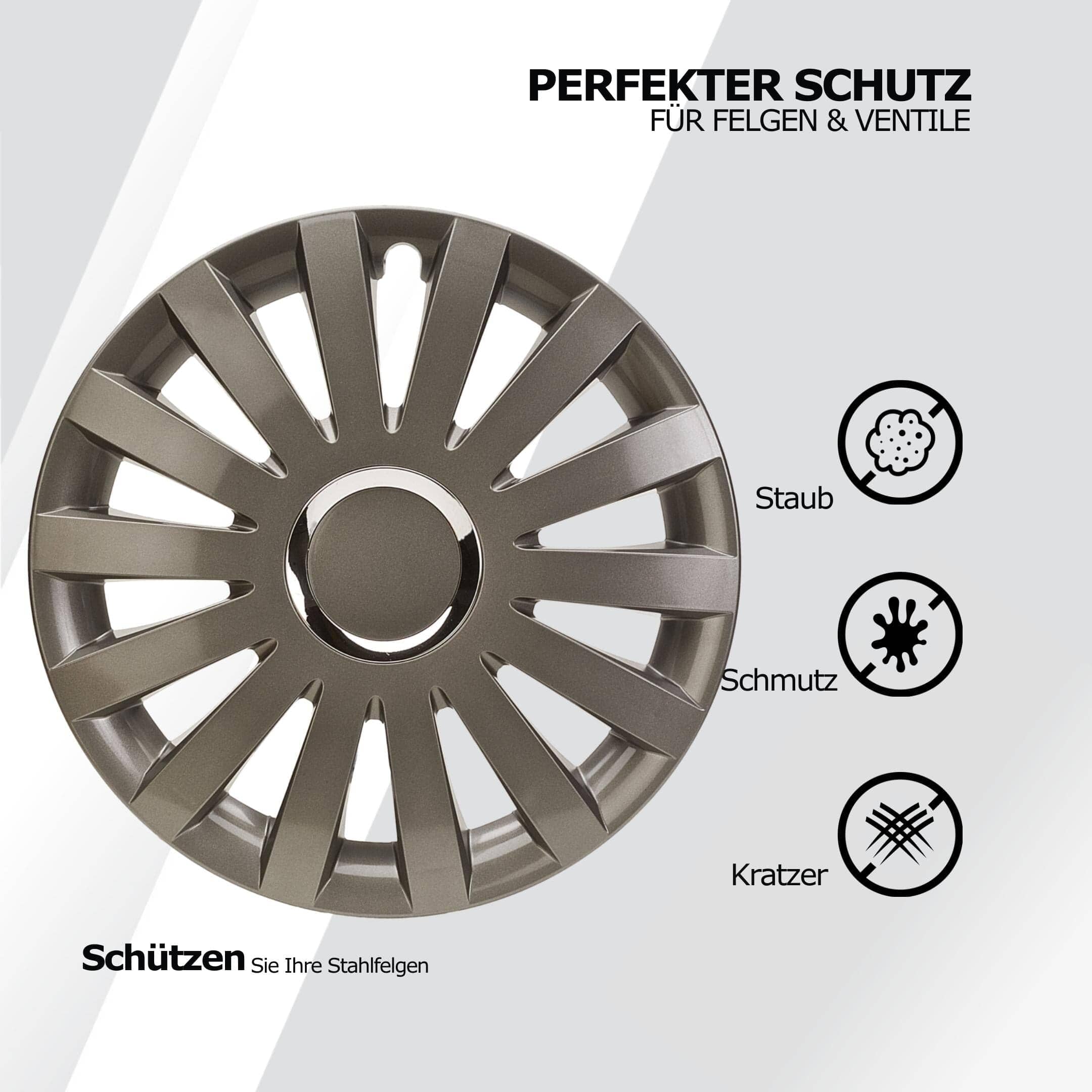 Radkappen silber-schwarz-grau-weiss - 4 Stück Sail Radzierblenden für Stahlfelgen 13-16 Zoll Fahrzeuge & Teile KuGlo Auto-Räder-Freizeitzubehör GmbH 13 Zoll Silber