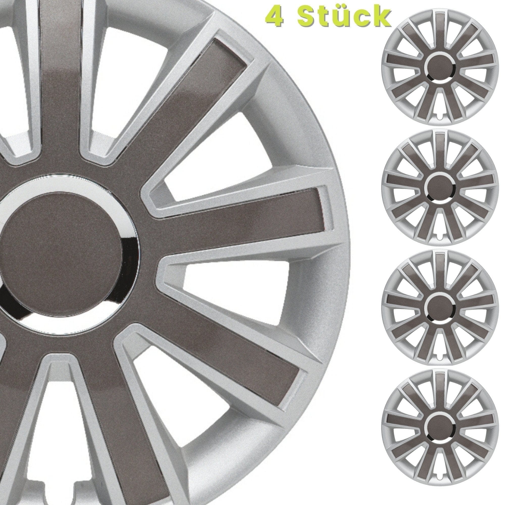 Kuglo hubcaps Flash silver gray black 4 pieces