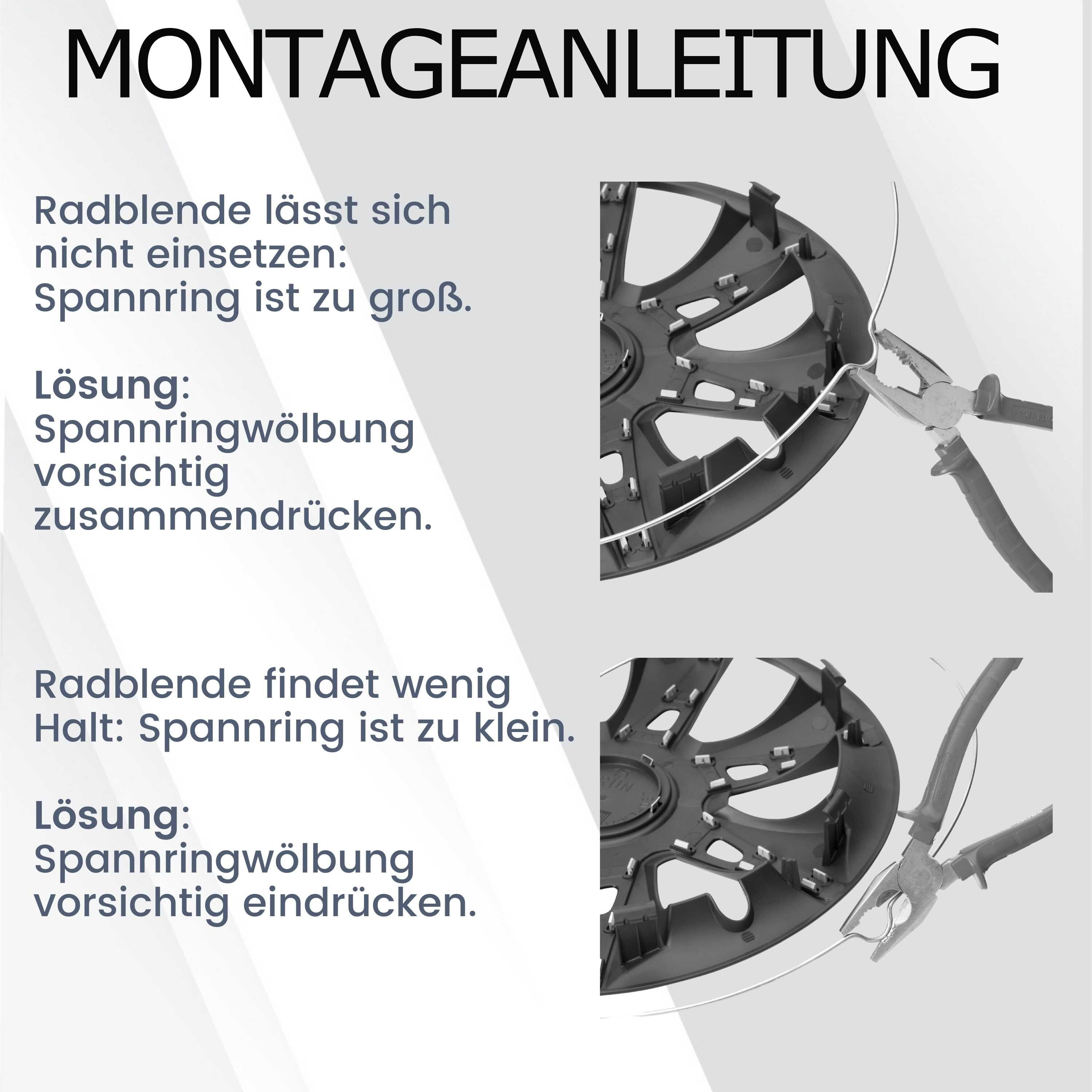 Radkappen silber oder schwarz - 4 Stück Aura Radzierblenden für Stahlfelgen 13-16 Zoll Fahrzeuge & Teile KuGlo Auto-Räder-Freizeitzubehör GmbH 