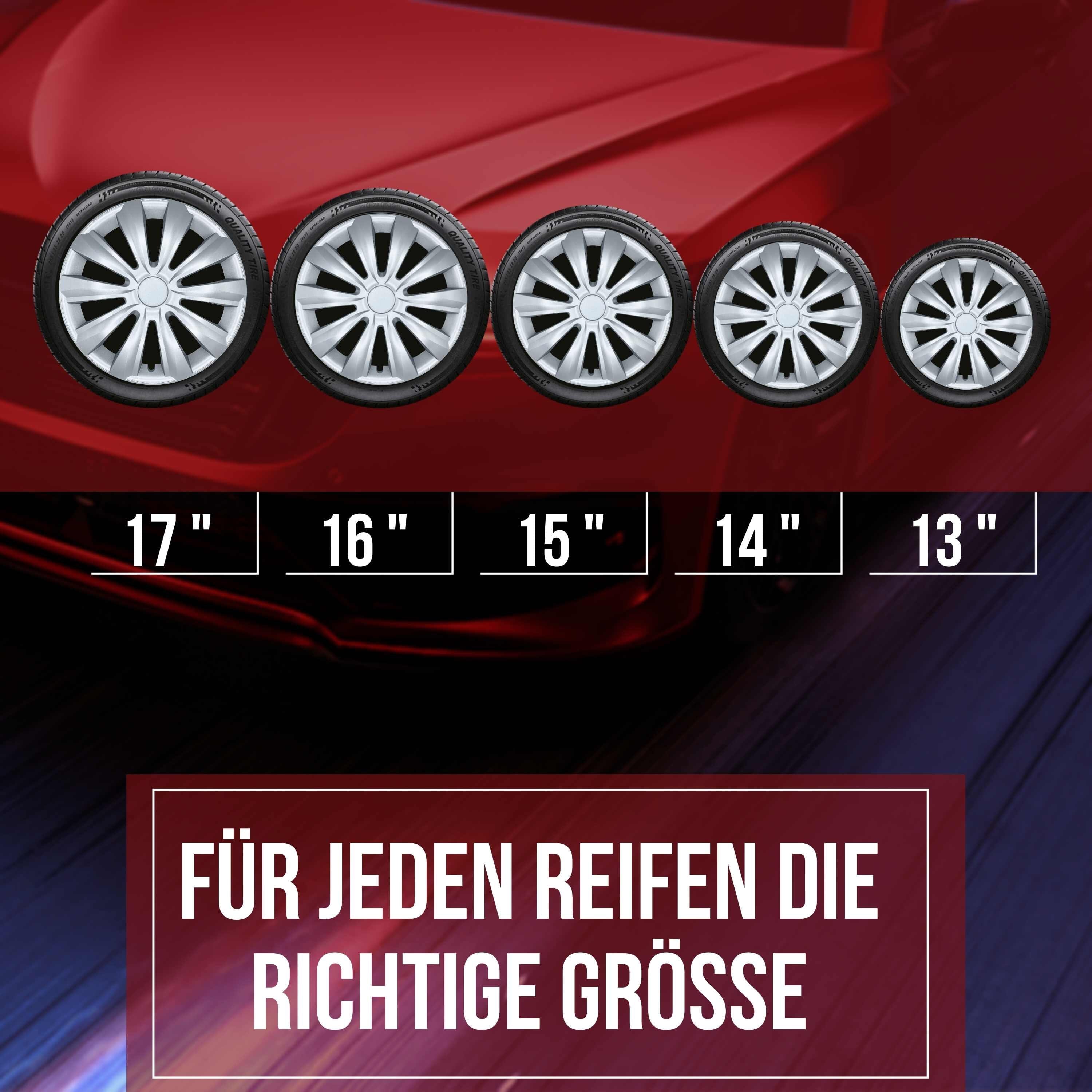 Radkappen silber oder schwarz Delta - 4 Stück Radzierblenden für Stahlfelgen 13-16 Zoll Fahrzeuge & Teile KuGlo Auto-Räder-Freizeitzubehör GmbH 